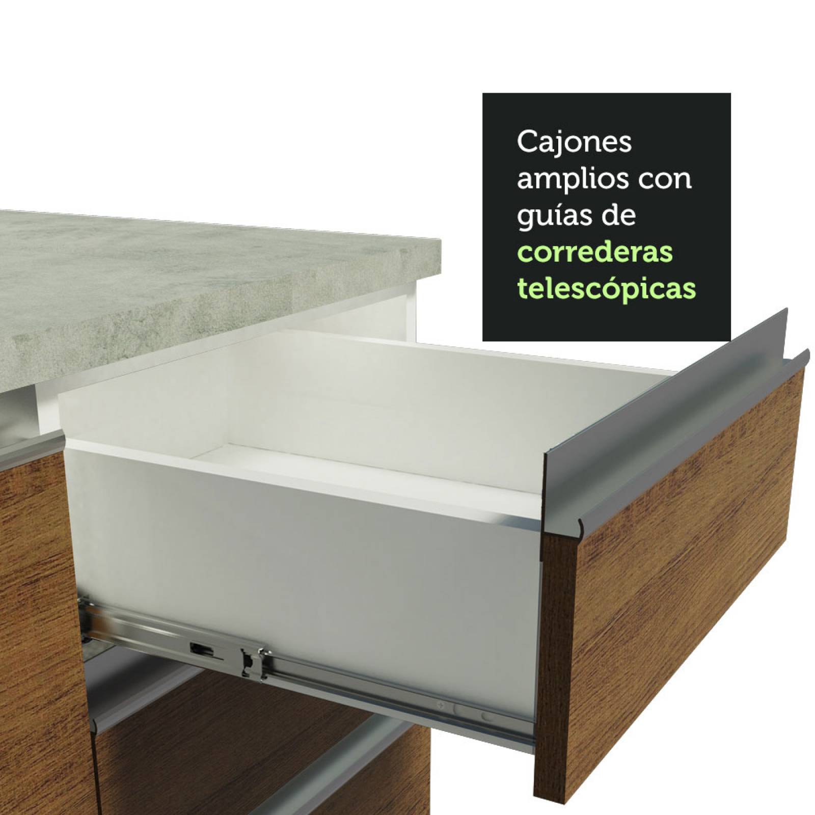 Mueble de Cocina Integral Madesa Glamy Con Mesón De Acero 180Cm