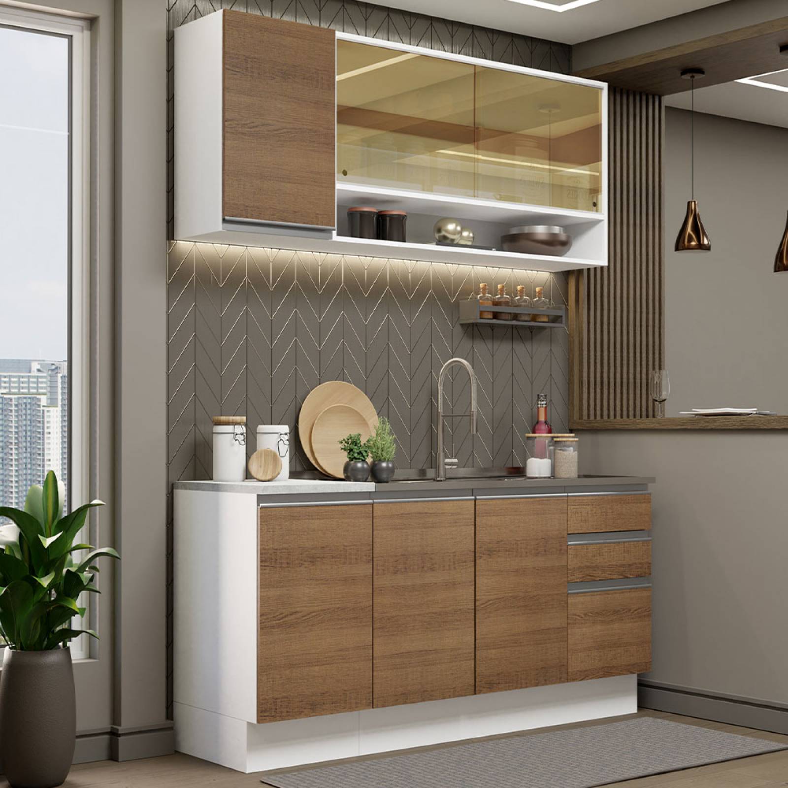 Cocina Integral Completa Modular Madesa Glamy Con Tarja BM.