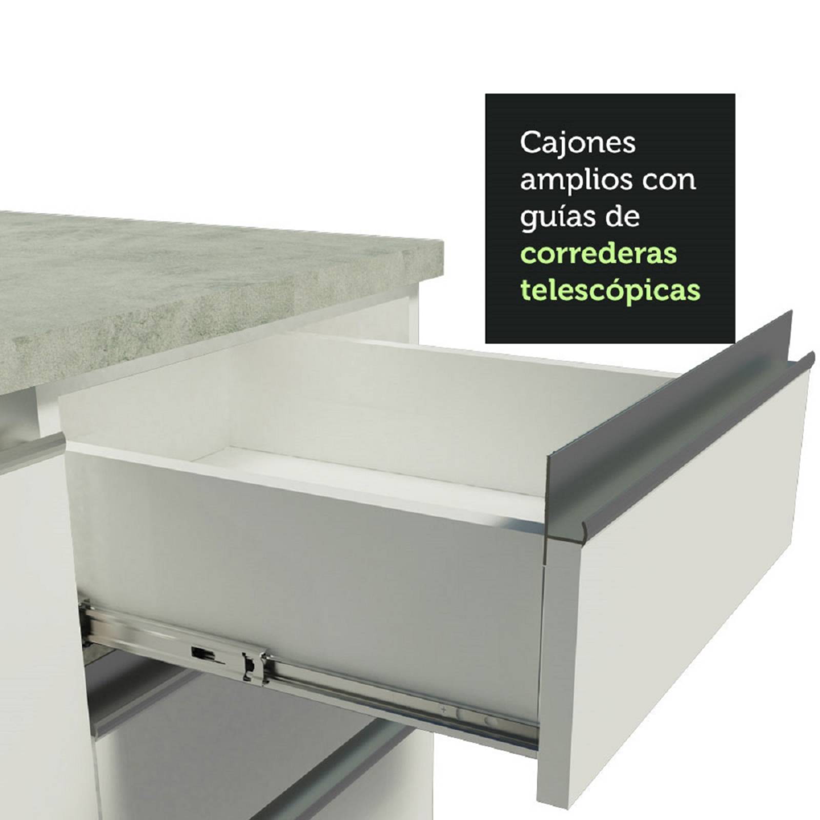 Mueble de Cocina Integral Madesa Glamy Con Mesón De Acero 120Cm.