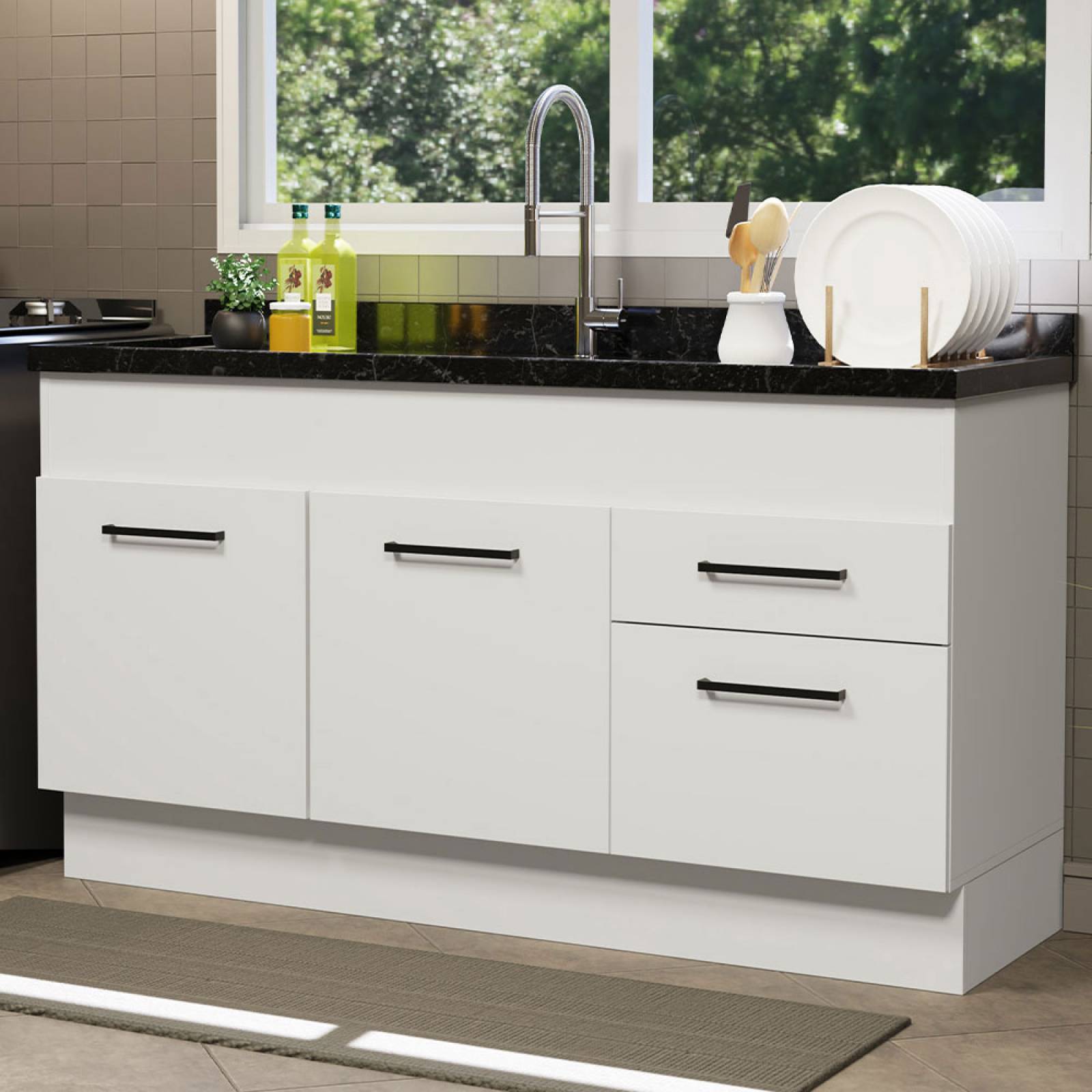 Mueble Inferior de Cocina Madesa Agata 150cm 2 Puertas y 2 Cajones BB
