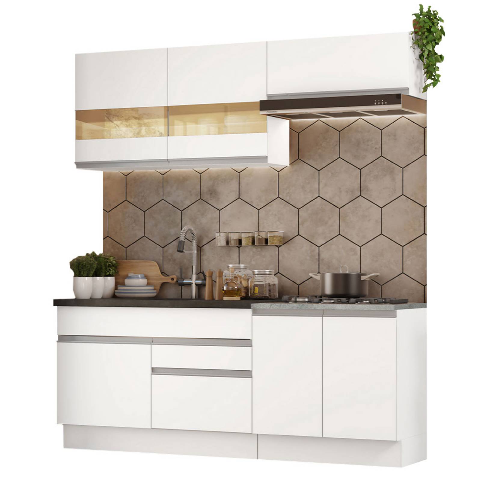 Mueble de Cocina Integral 200cm Glamy Madesa 07.