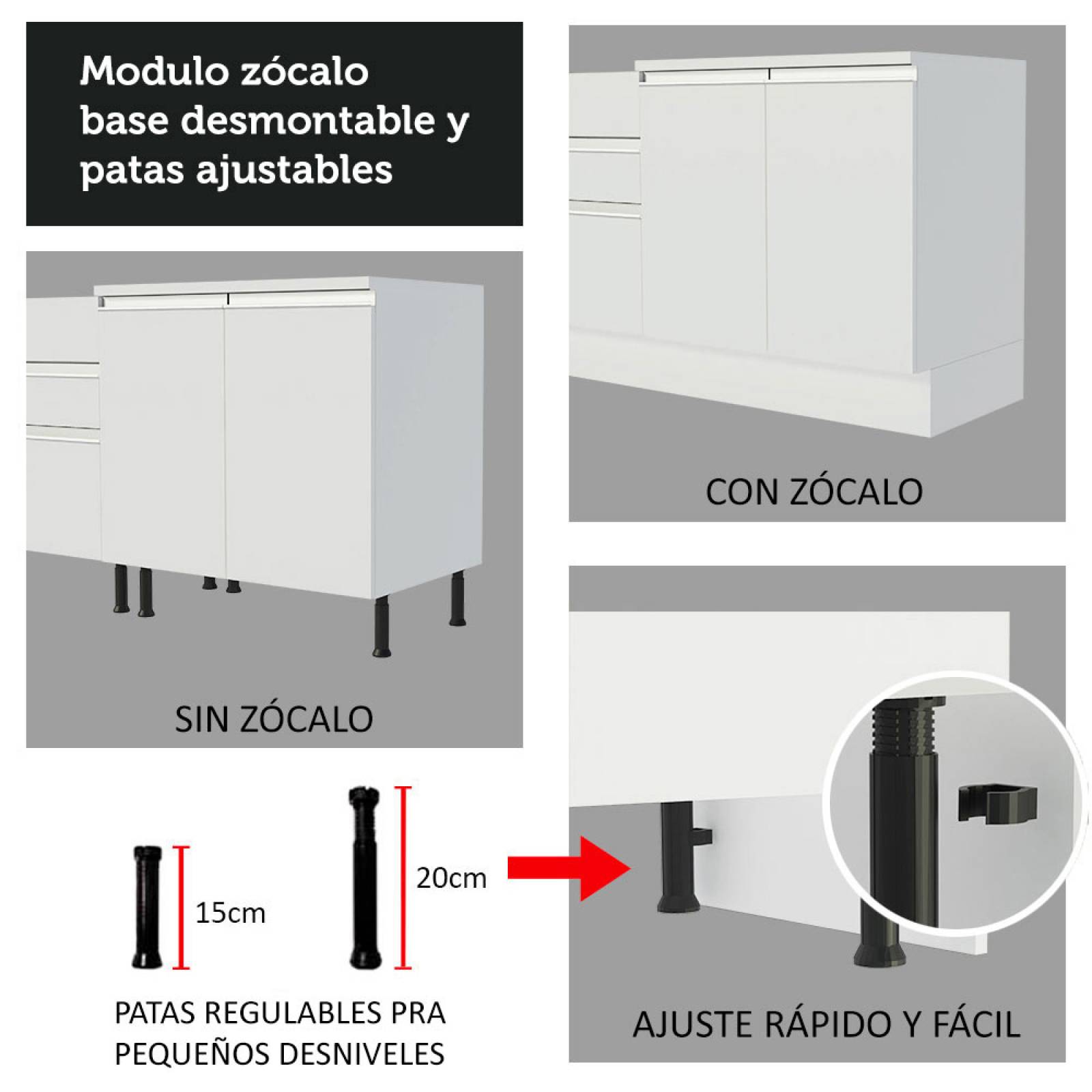 Mueble de Cocina Integral 200cm Glamy Madesa 07.