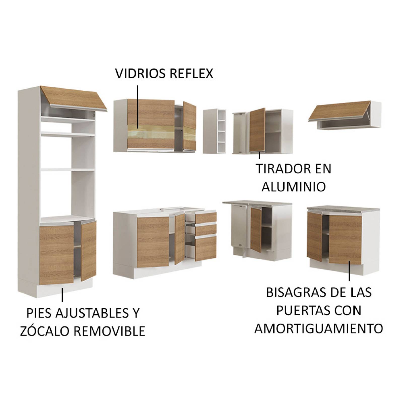 Mueble de Cocina Integral Esquinera 419cm Glamy Madesa 01