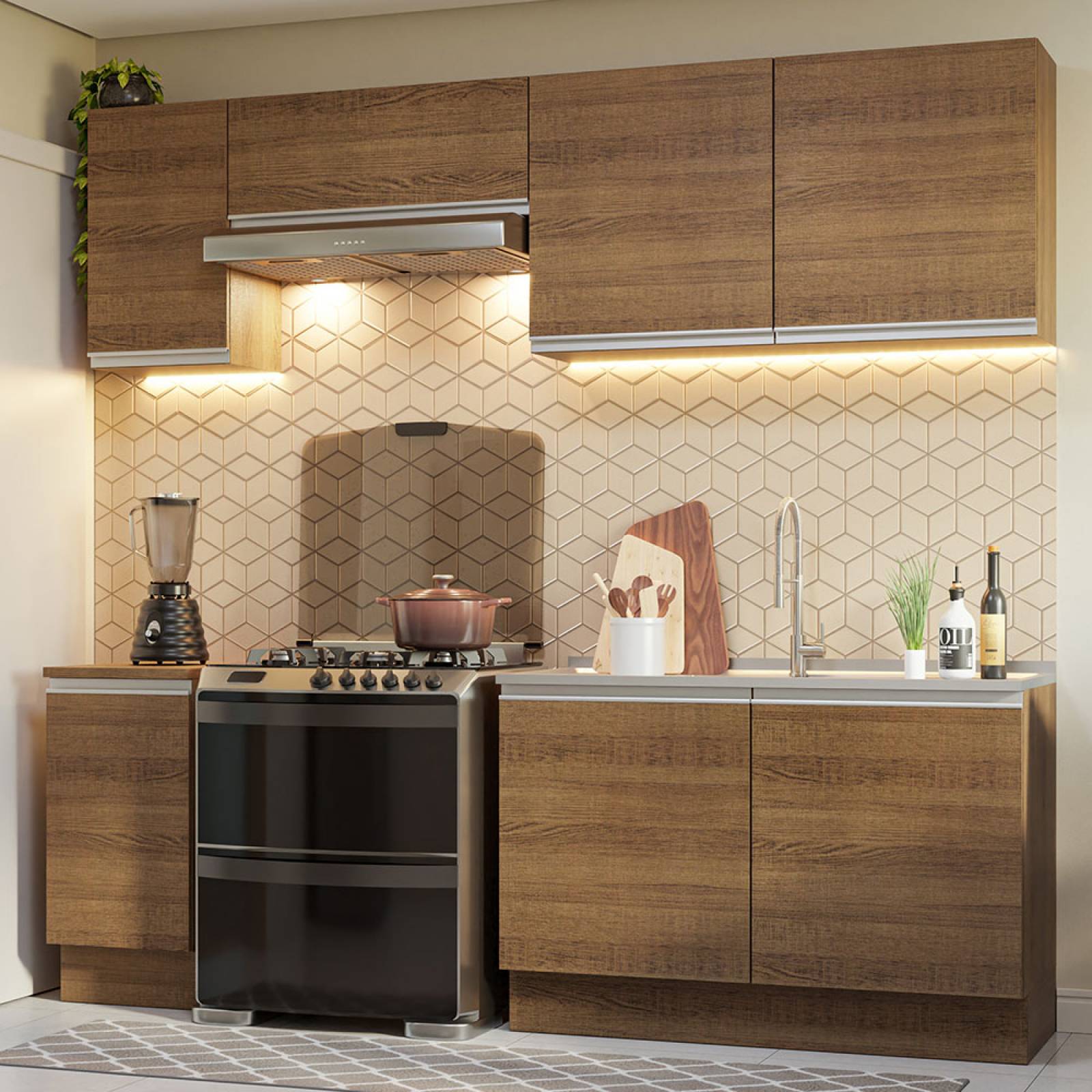 Mueble de Cocina Integral 240cm Glamy Madesa 10.