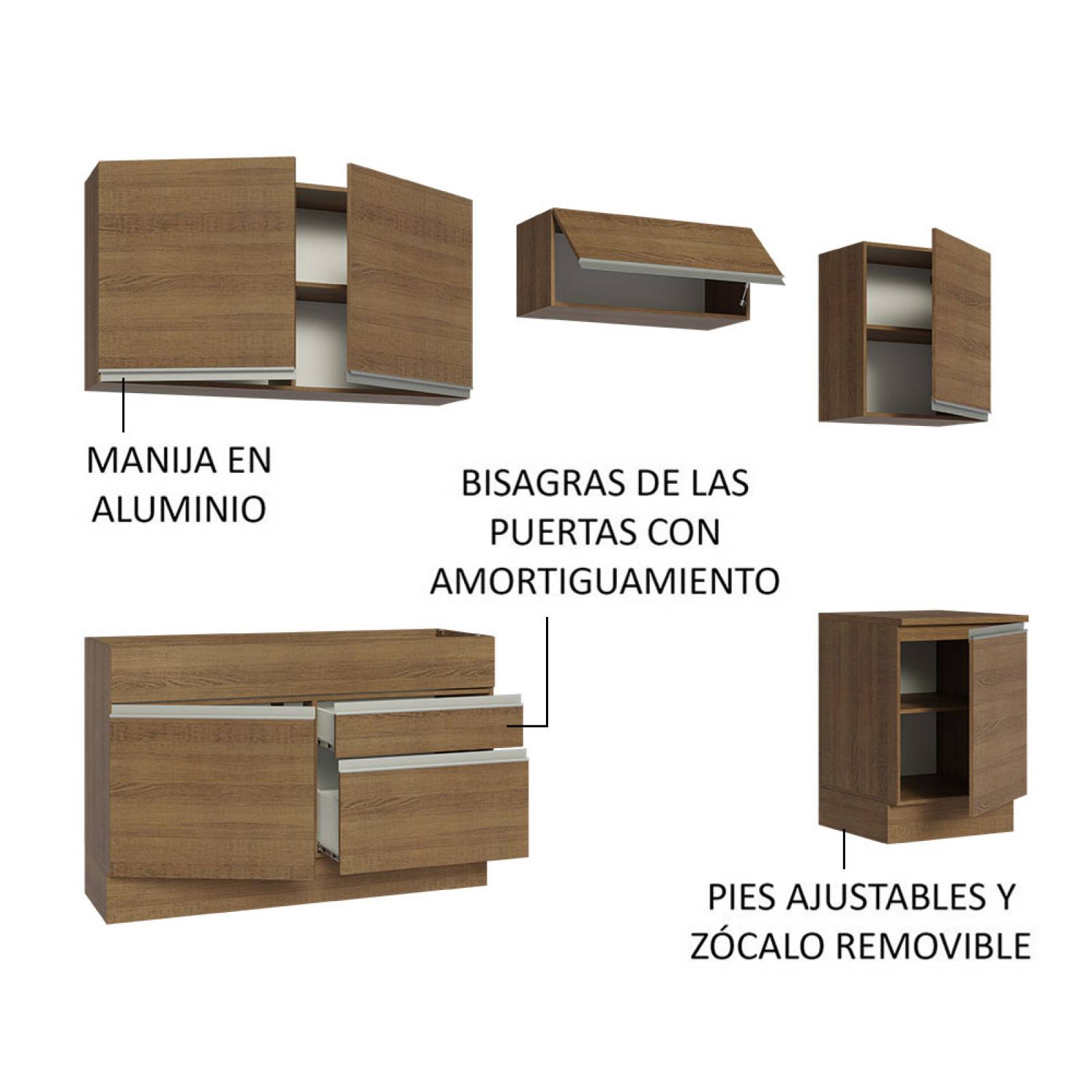 Mueble de Cocina Integral 260cm Glamy Madesa 05.
