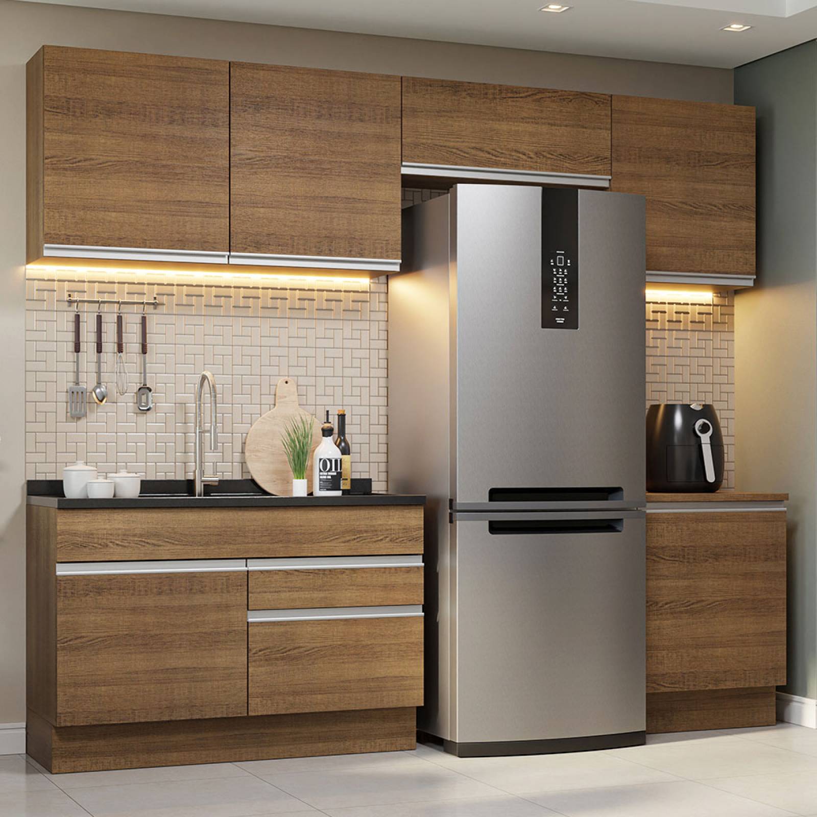 Mueble de Cocina Integral 260cm Glamy Madesa 05.