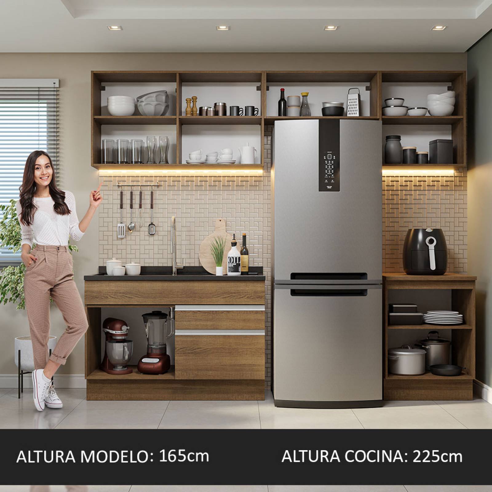 Mueble de Cocina Integral 260cm Glamy Madesa 05.