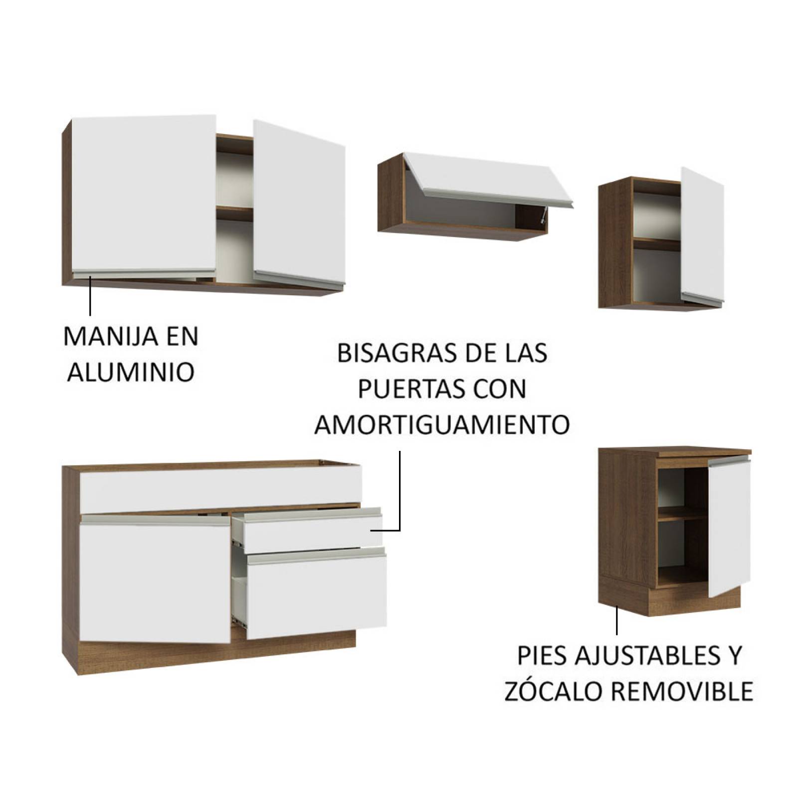 Mueble de Cocina Integral 260cm Glamy Madesa 05.