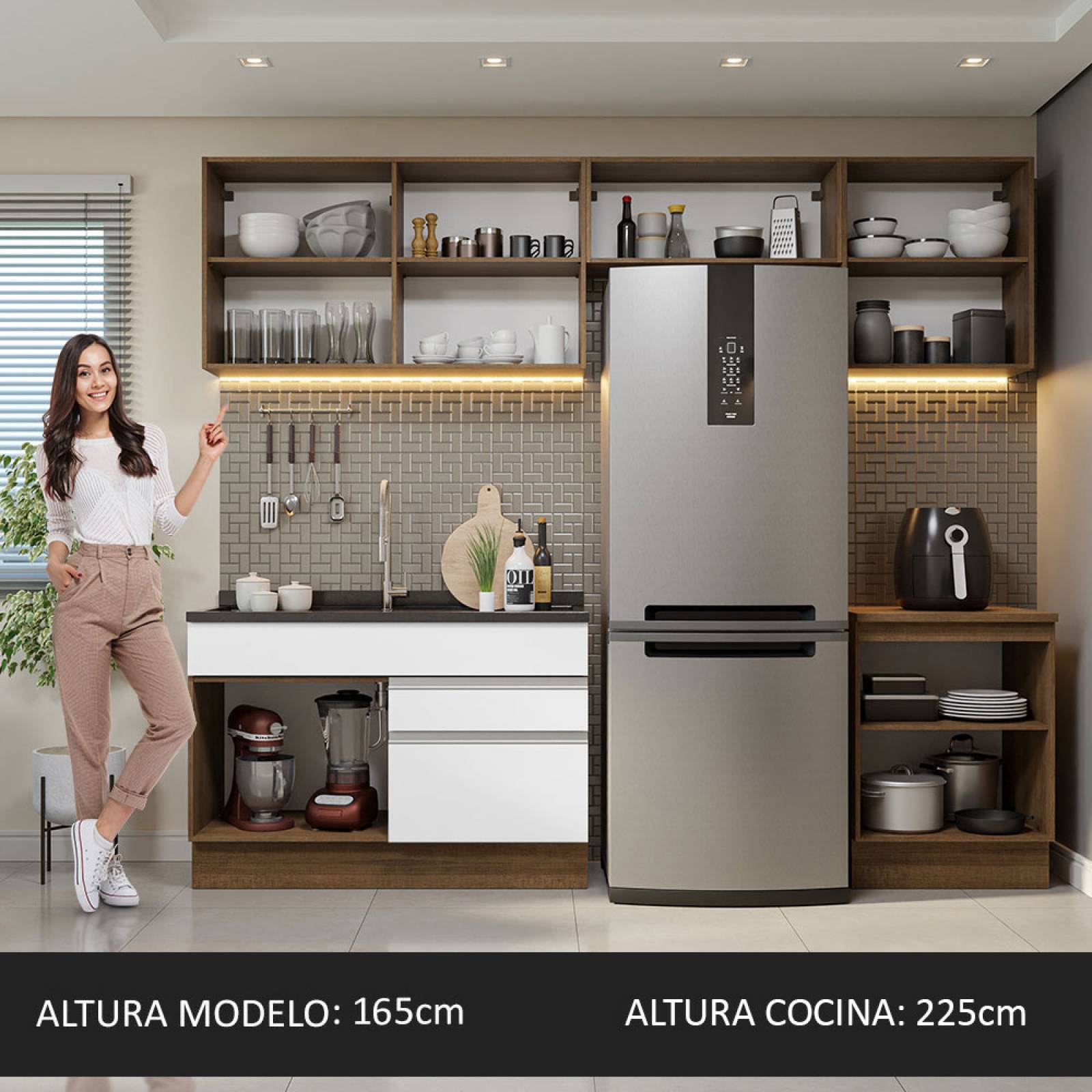 Mueble de Cocina Integral 260cm Glamy Madesa 05.