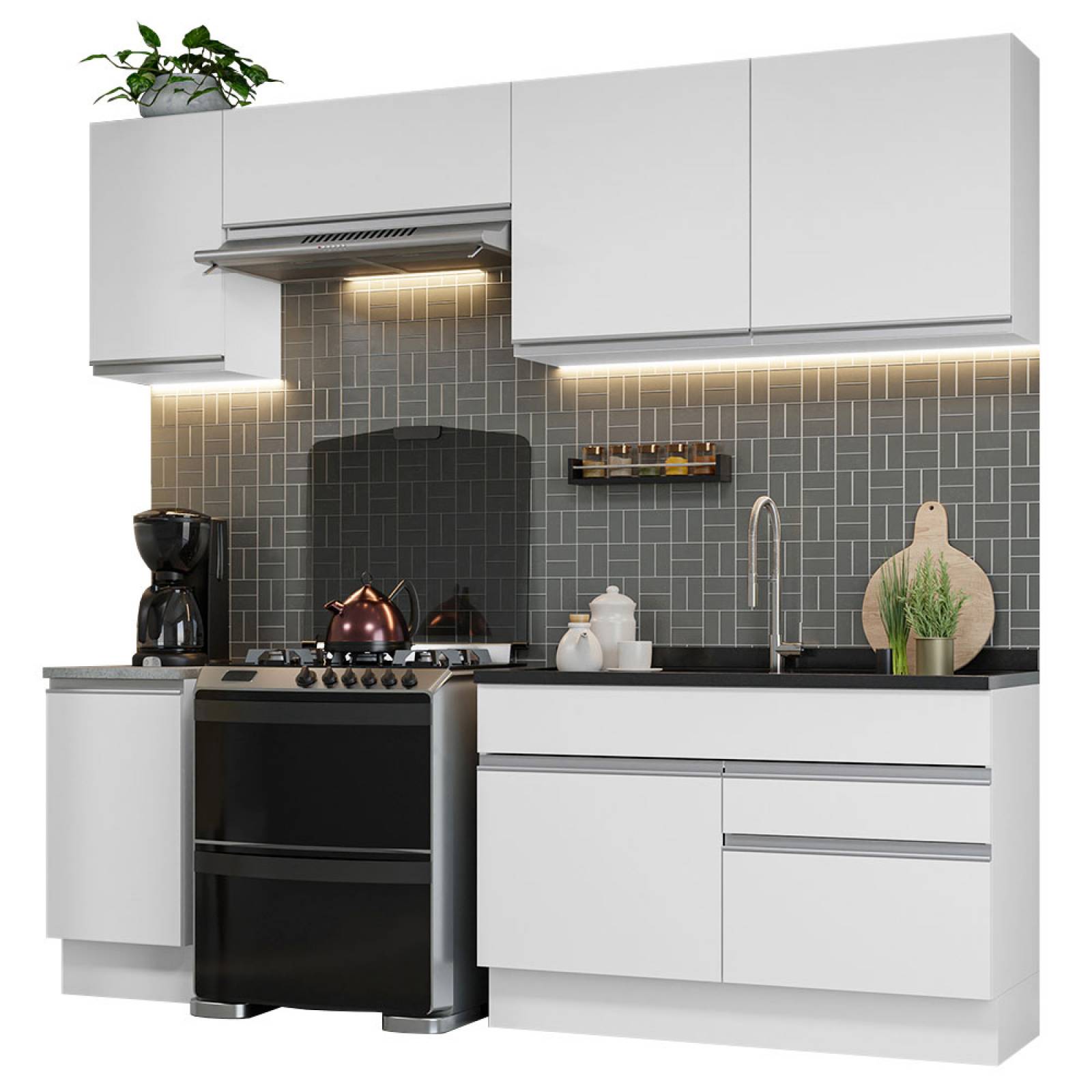 Mueble de Cocina Integral Glamy 240cm Madesa 07.
