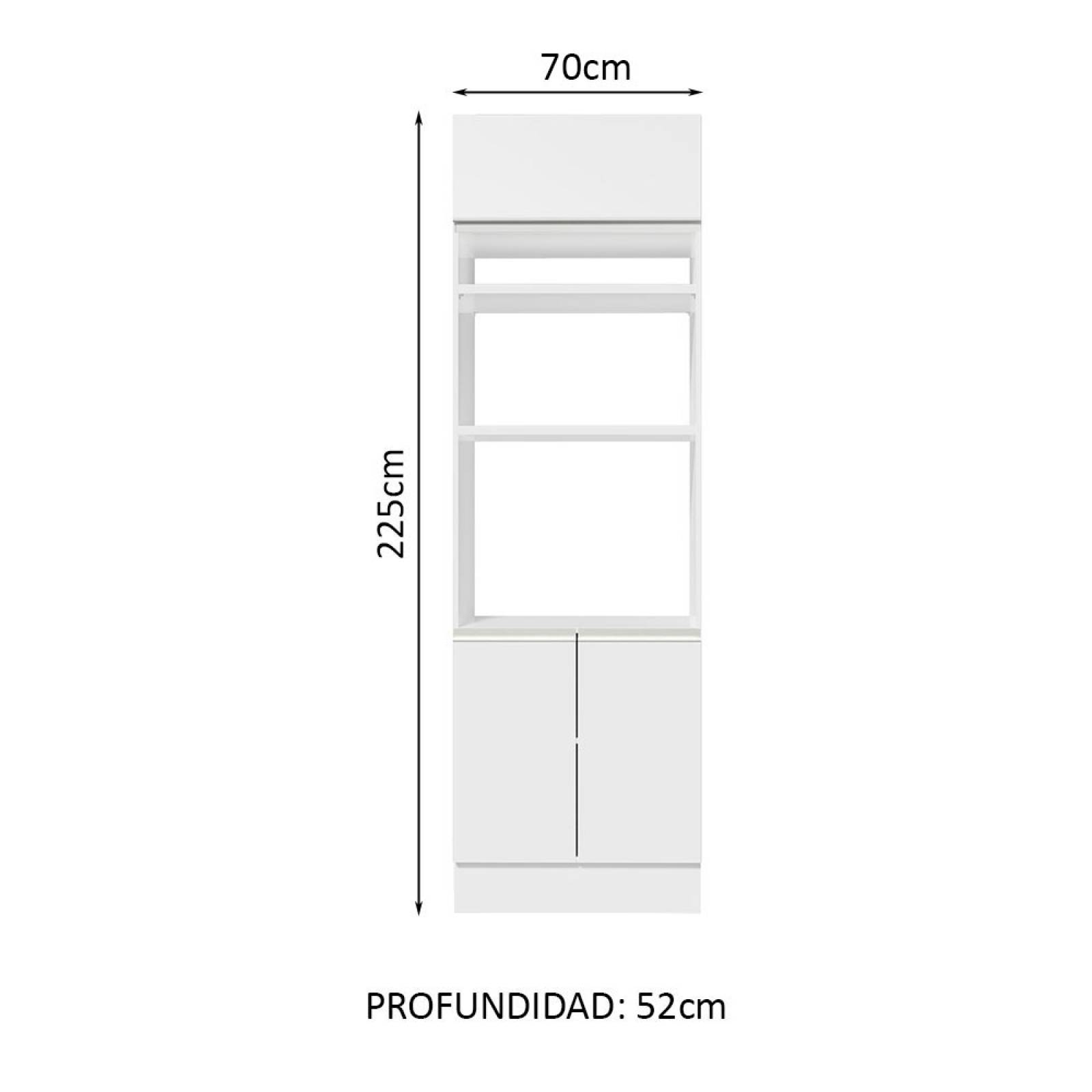Alacena para Horno y Microondas Madesa Glamy 70cm 3 Puertas Blanco.