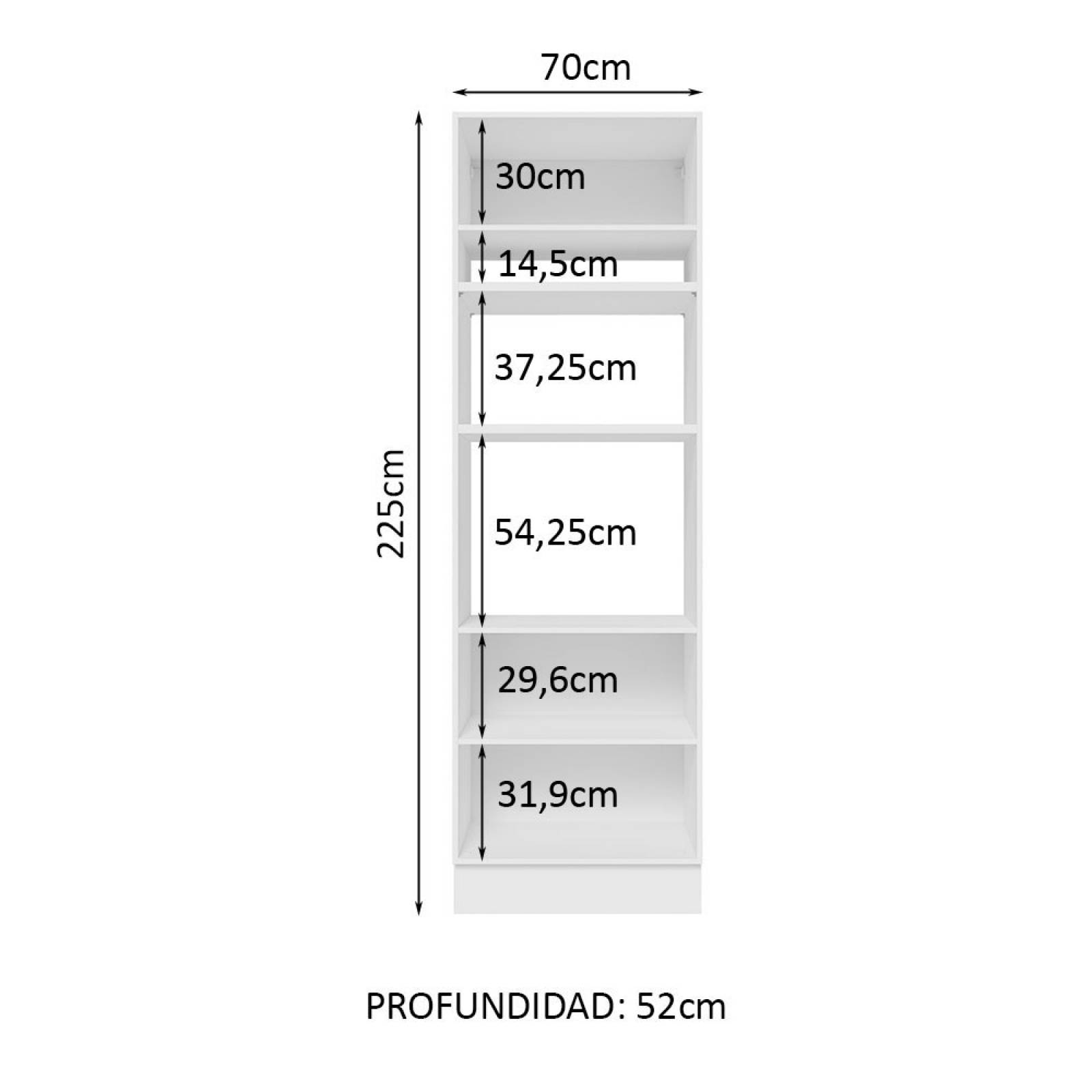 Alacena para Horno y Microondas Madesa Glamy 70cm 3 Puertas Blanco.