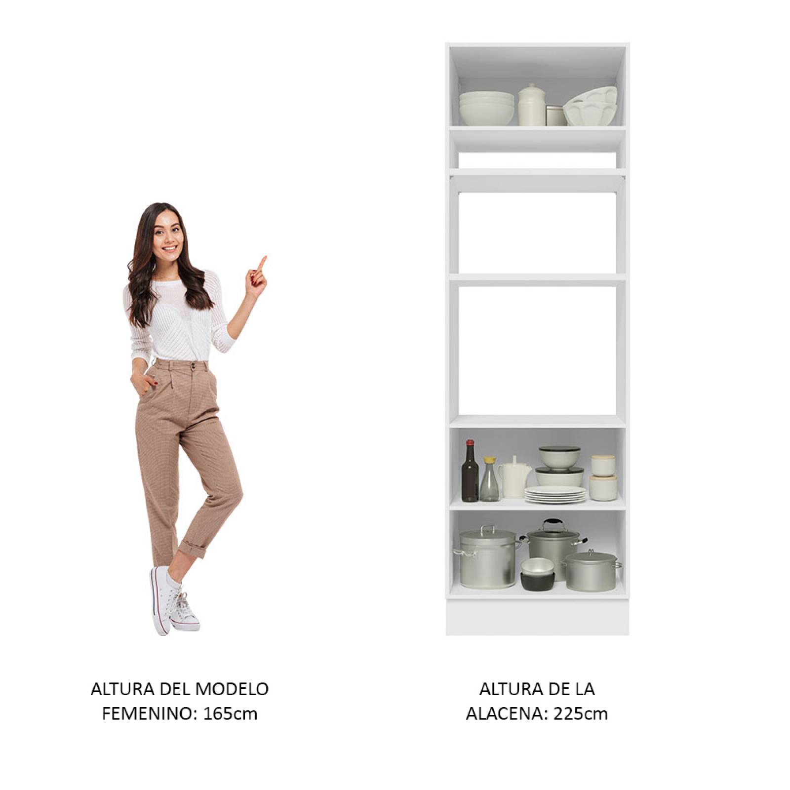 Alacena para Horno y Microondas Madesa Glamy 70cm 3 Puertas Blanco.