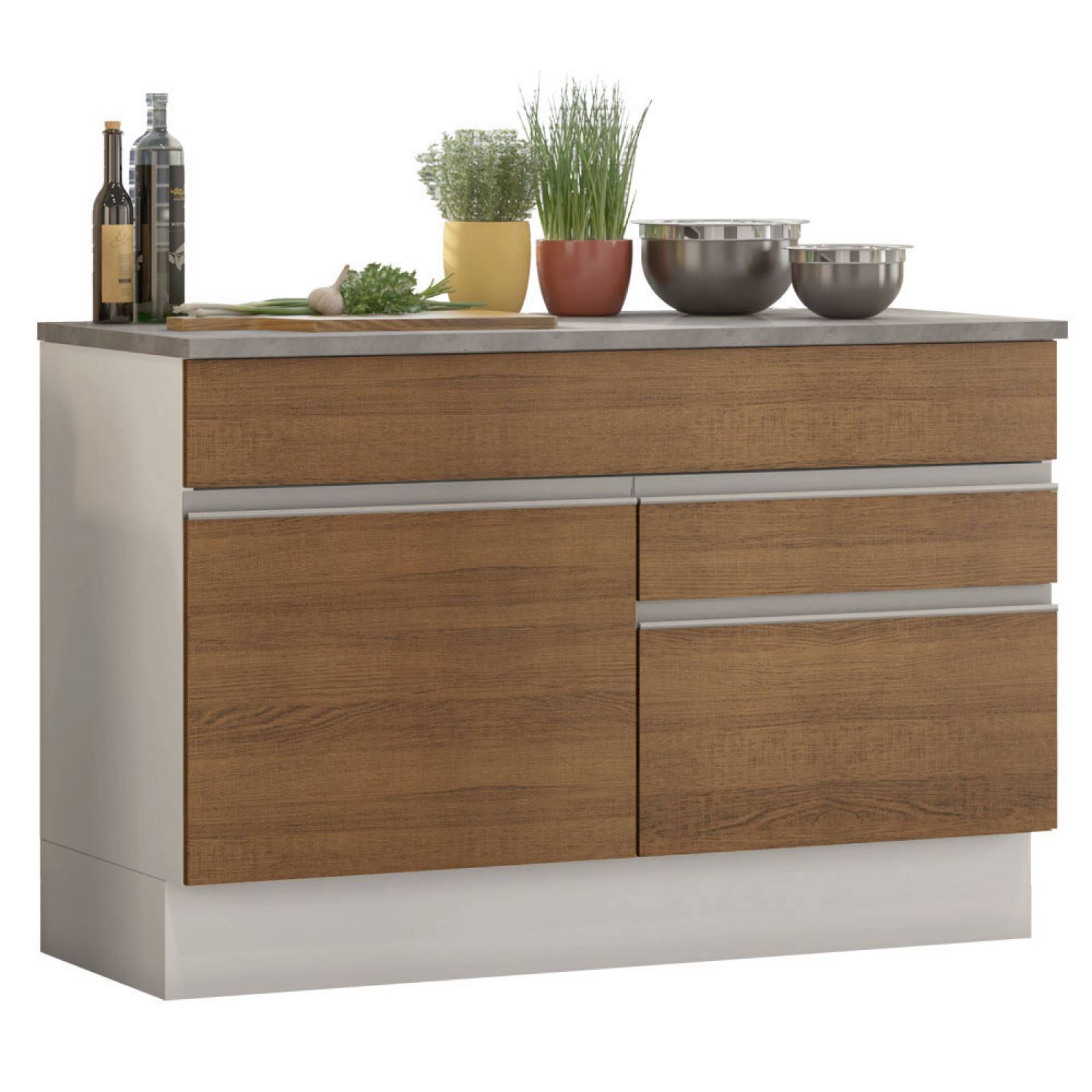 Mueble de Cocina Madesa Glamy 120 cm Marrón/Blanco.