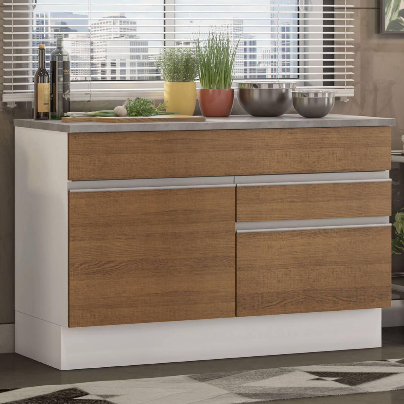 Mueble de Cocina Madesa Glamy 120 cm Marrón/Blanco.