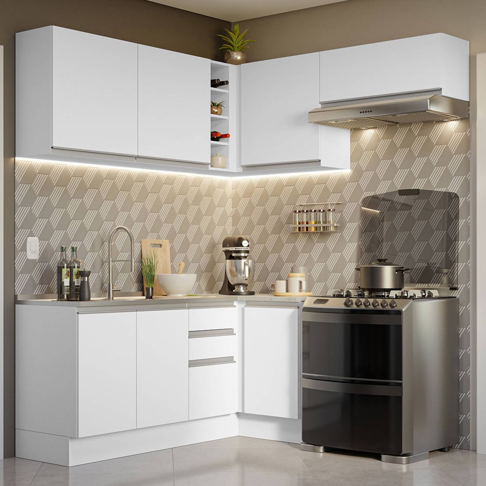 Mueble De Cocina Esquinero Madesa G2475009gl Color Blanco Con 1 Puerta