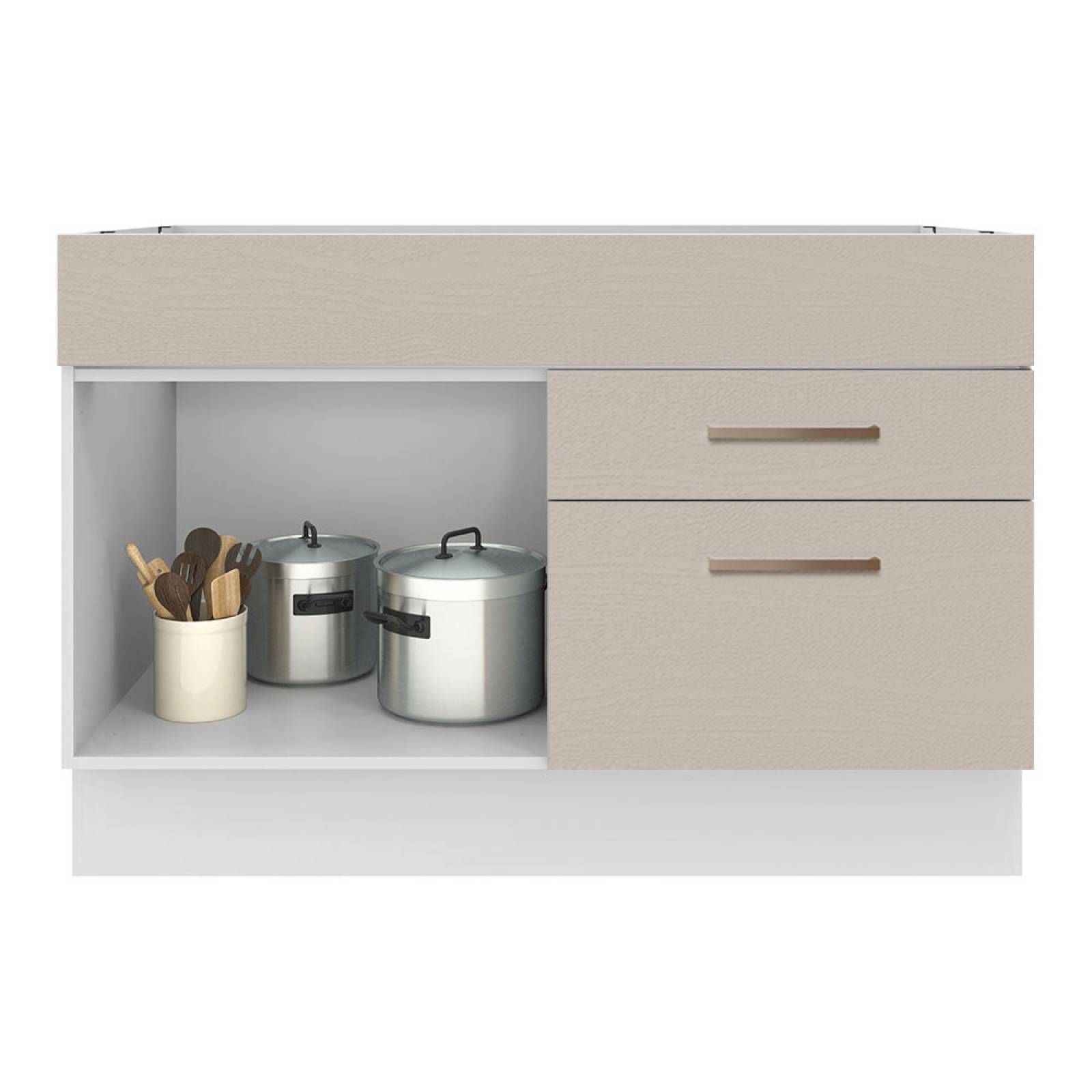 Mueble de Cocina Para Fregadero Agata Madesa 1 Puerta 2 Cajones Crema/Blanco.