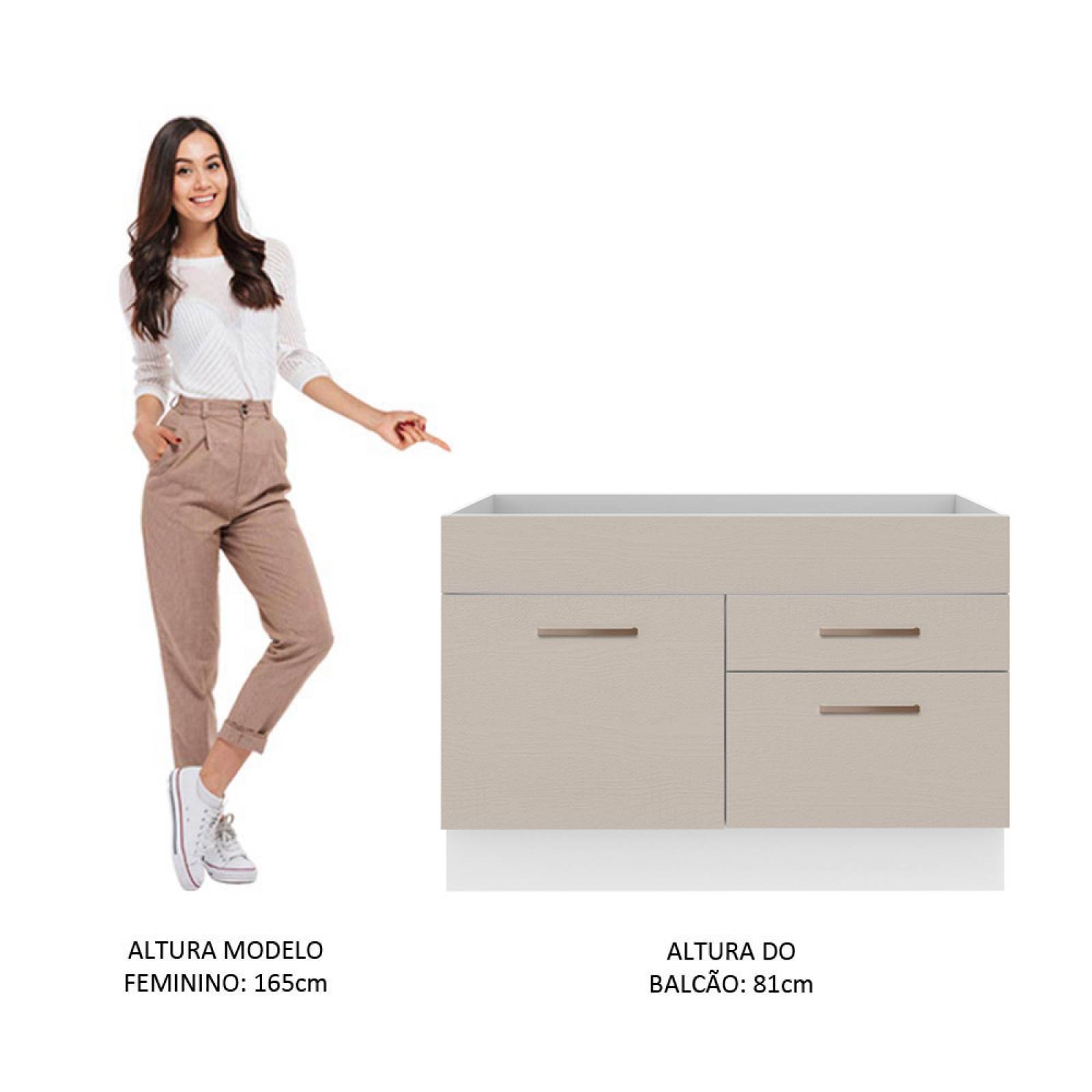 Mueble de Cocina Para Fregadero Agata Madesa 1 Puerta 2 Cajones Crema/Blanco.