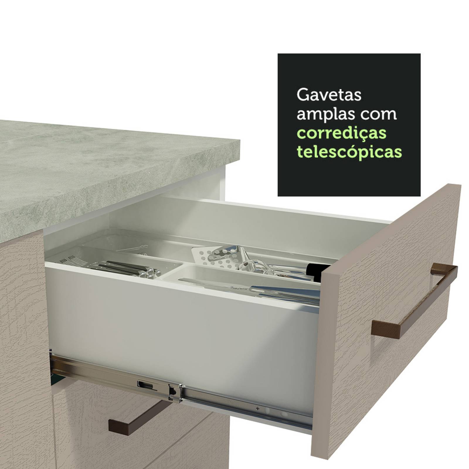 Mueble de Cocina Para Fregadero Agata Madesa 1 Puerta 2 Cajones Crema/Blanco.