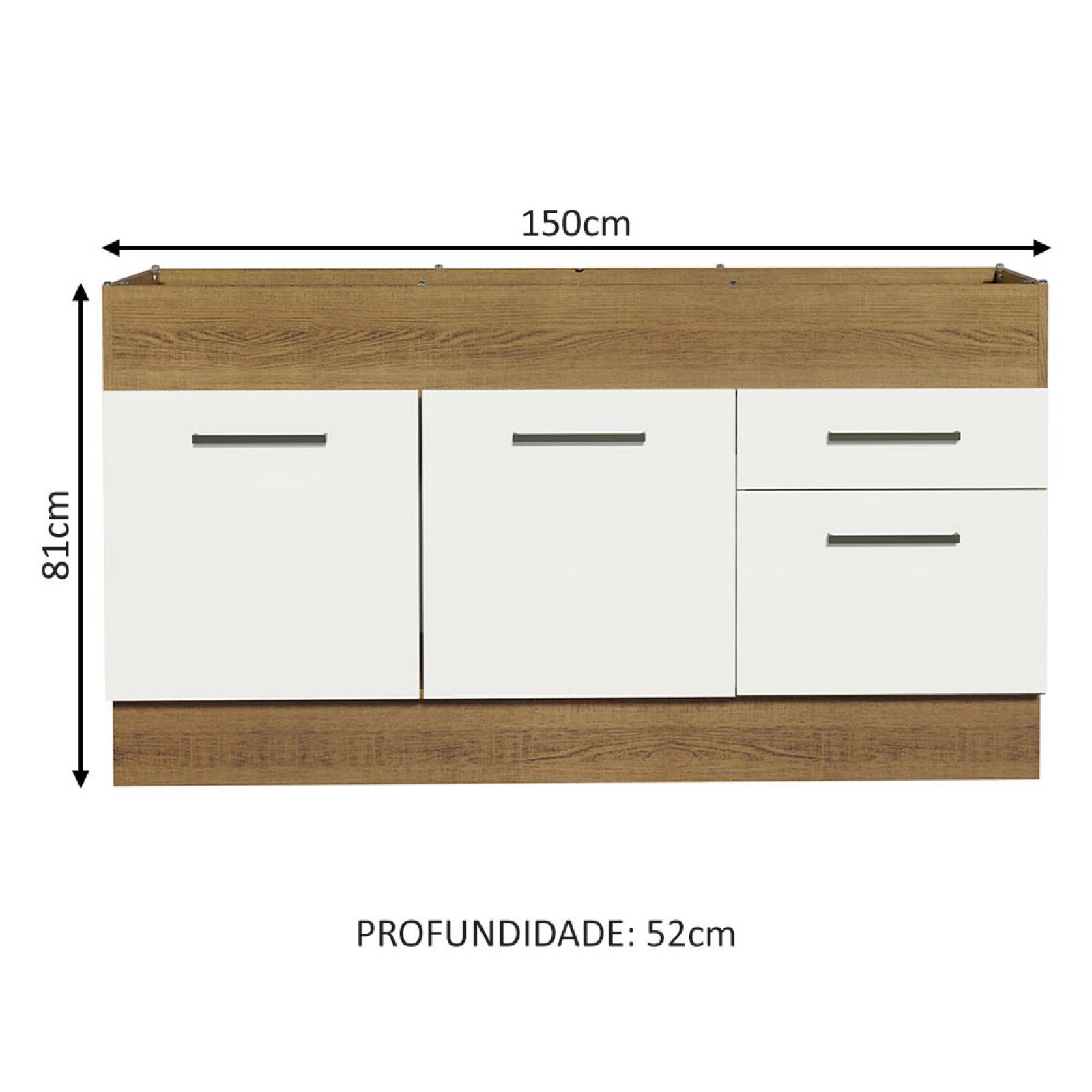 Mueble de Cocina Para Fregadero Madesa Agata 150cm Blanco/Marrón.