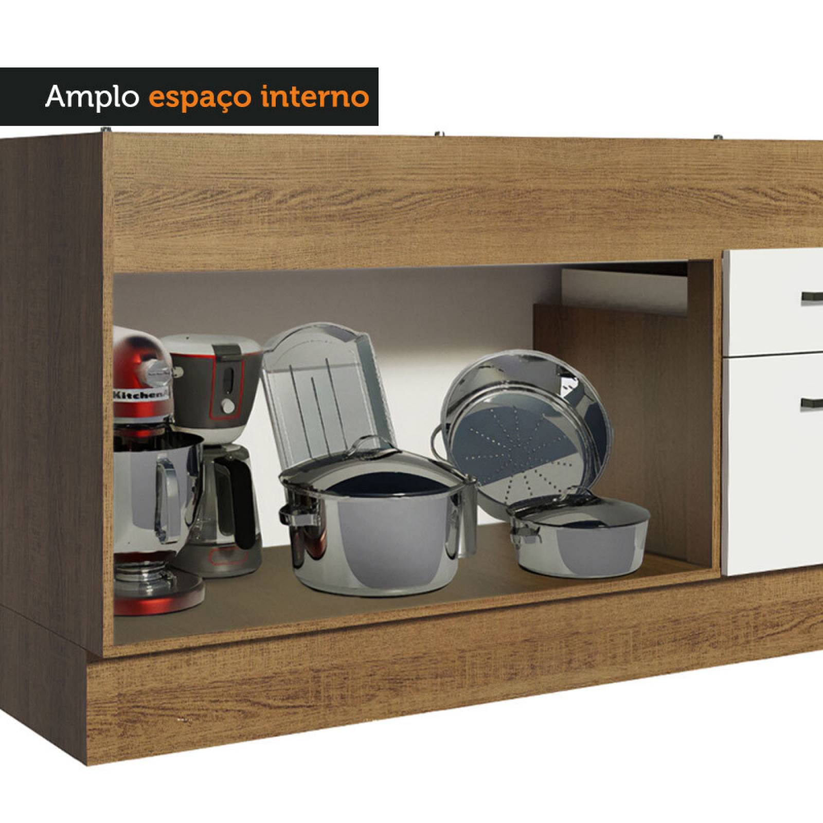 Mueble de Cocina Para Fregadero Madesa Agata 150cm Blanco/Marrón.