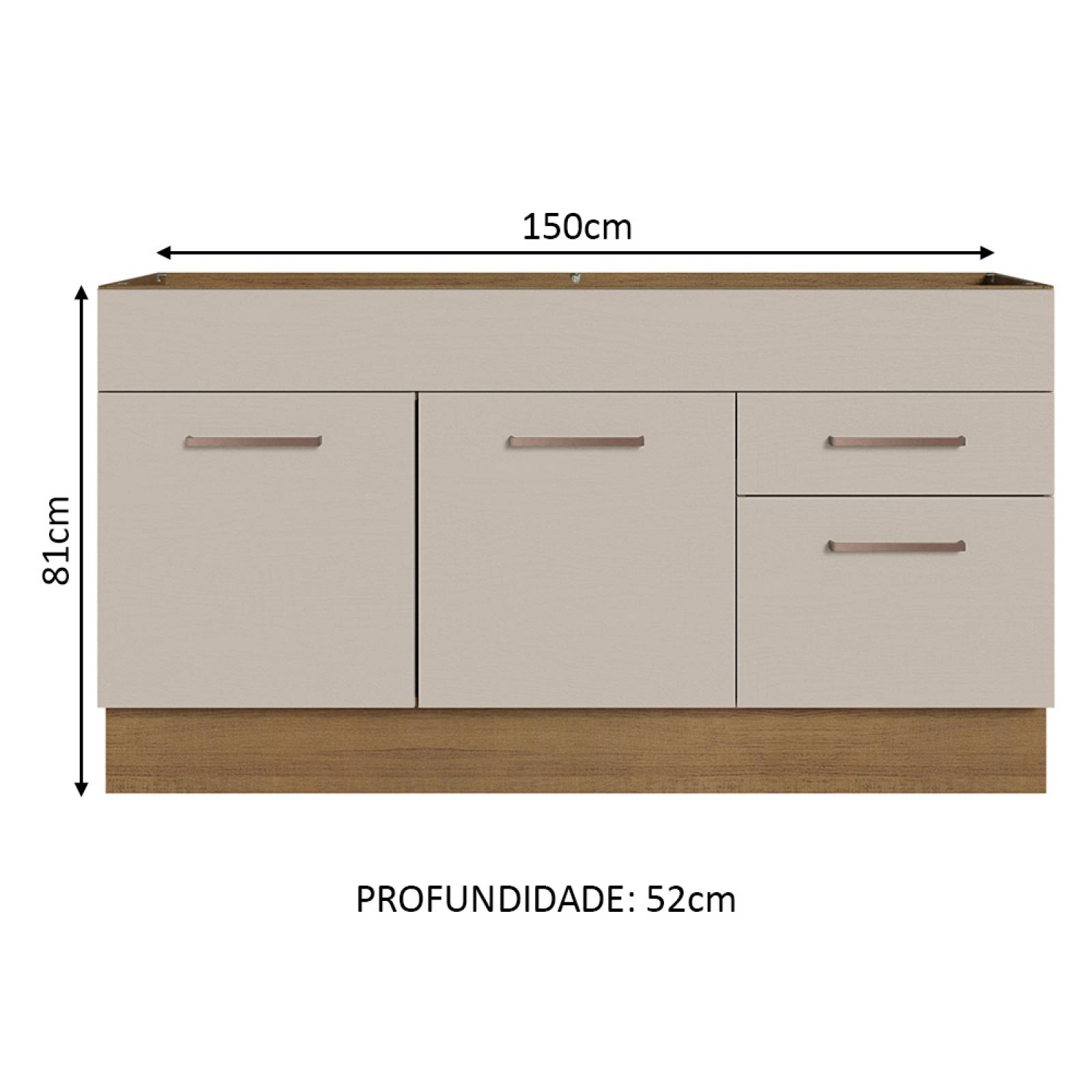Mueble de Cocina Para Fregadero 150 cm Agata Madesa Crema/Marrón