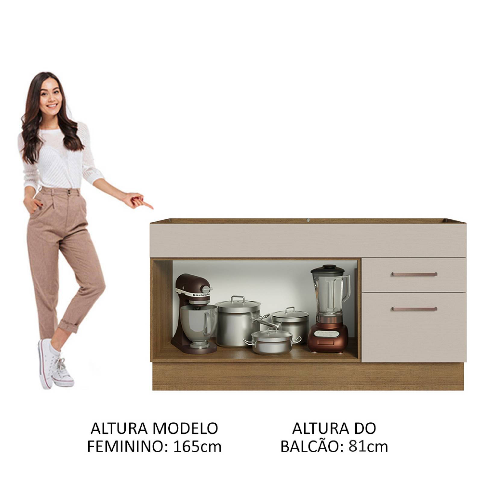 Mueble de Cocina Para Fregadero 150 cm Agata Madesa Crema/Marrón