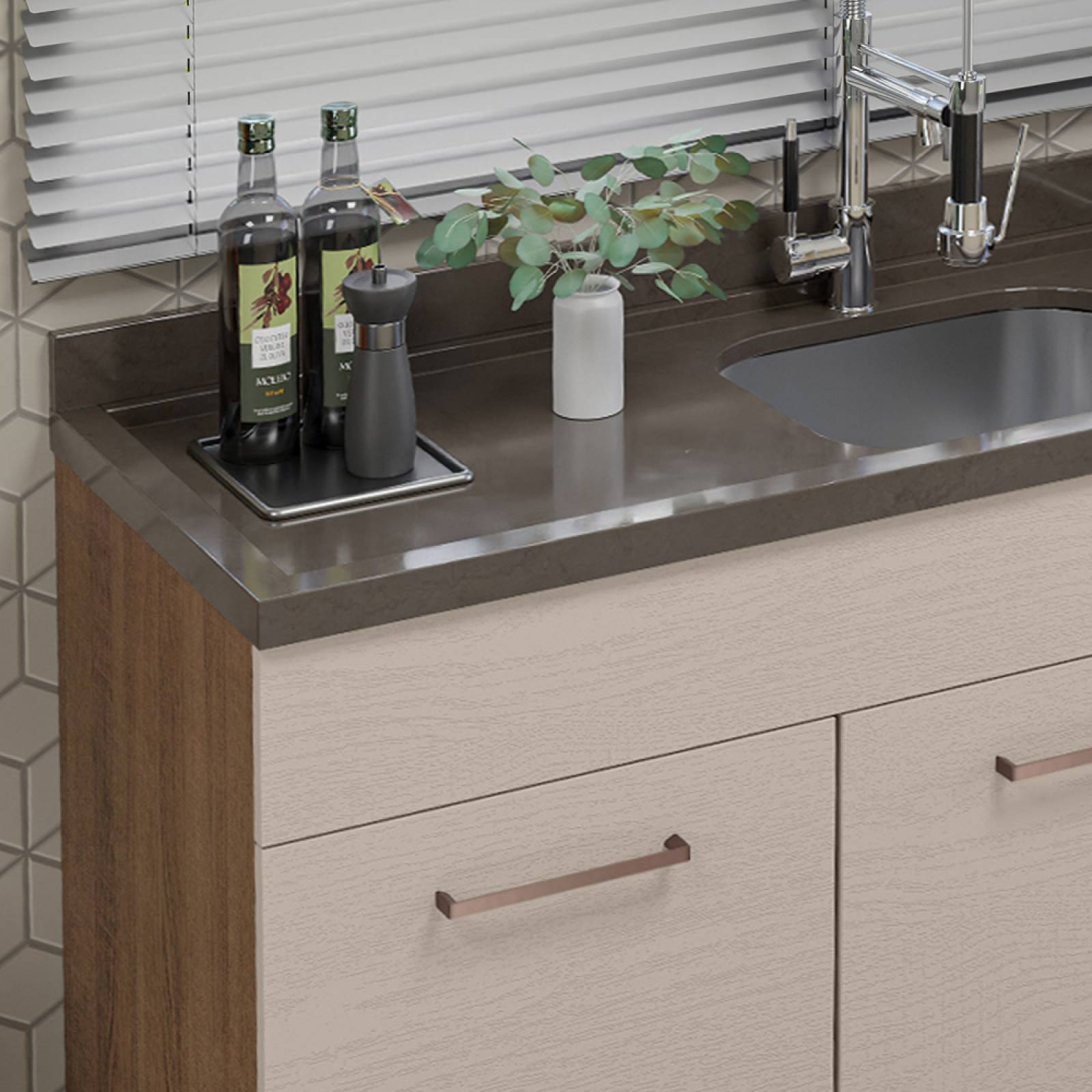 Mueble de Cocina Para Fregadero 150 cm Agata Madesa Crema/Marrón
