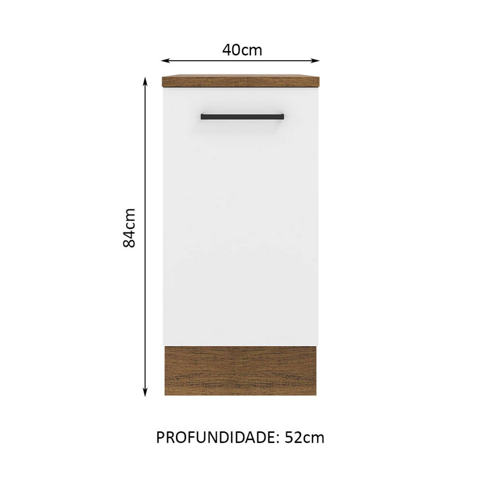 Mueble de Cocina Madesa Agata 40 cm 1 Puerta Blanco/Marrón