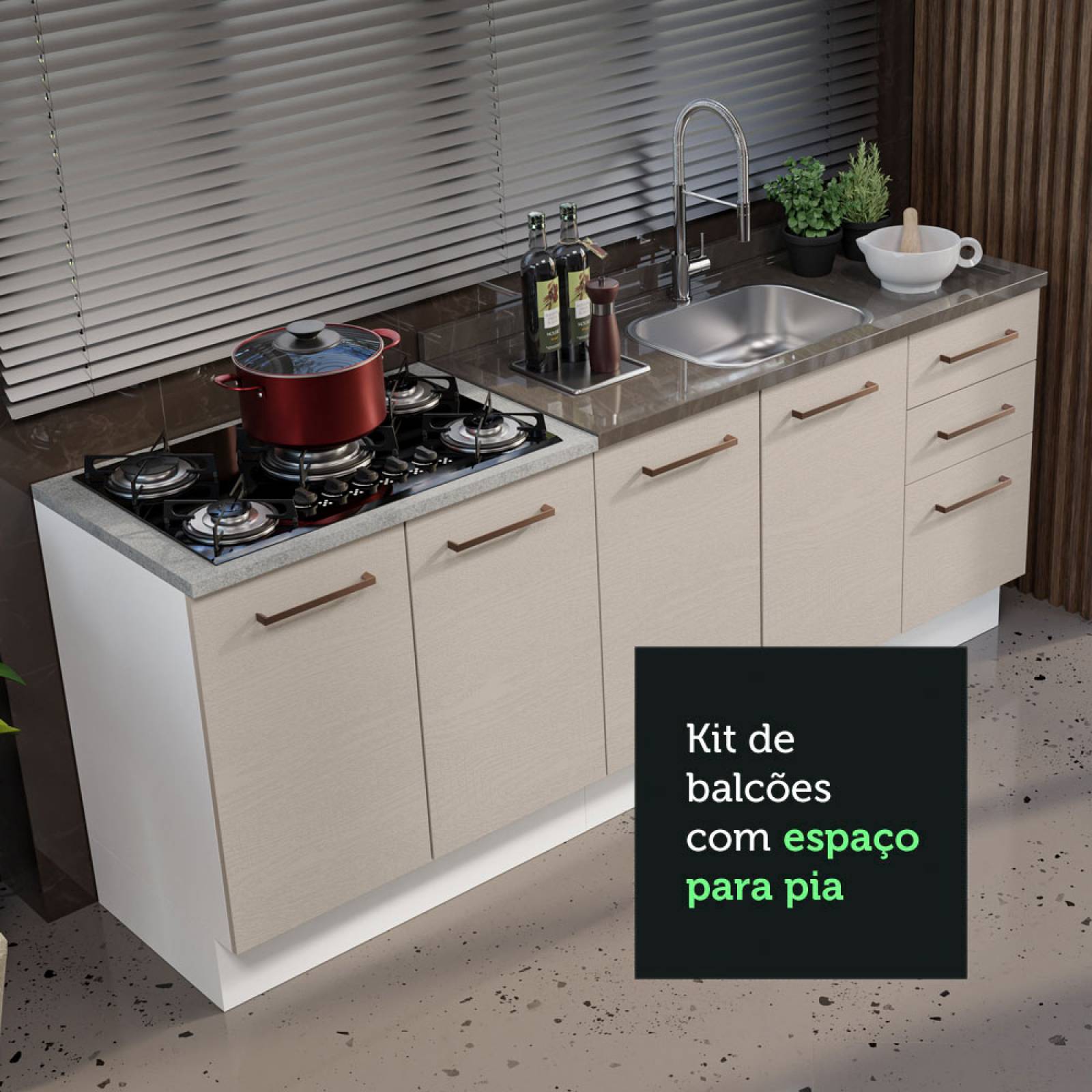 Kit Con 2 Muebles de Cocina Madesa Agata Sin Encimera Ni Tarja BC