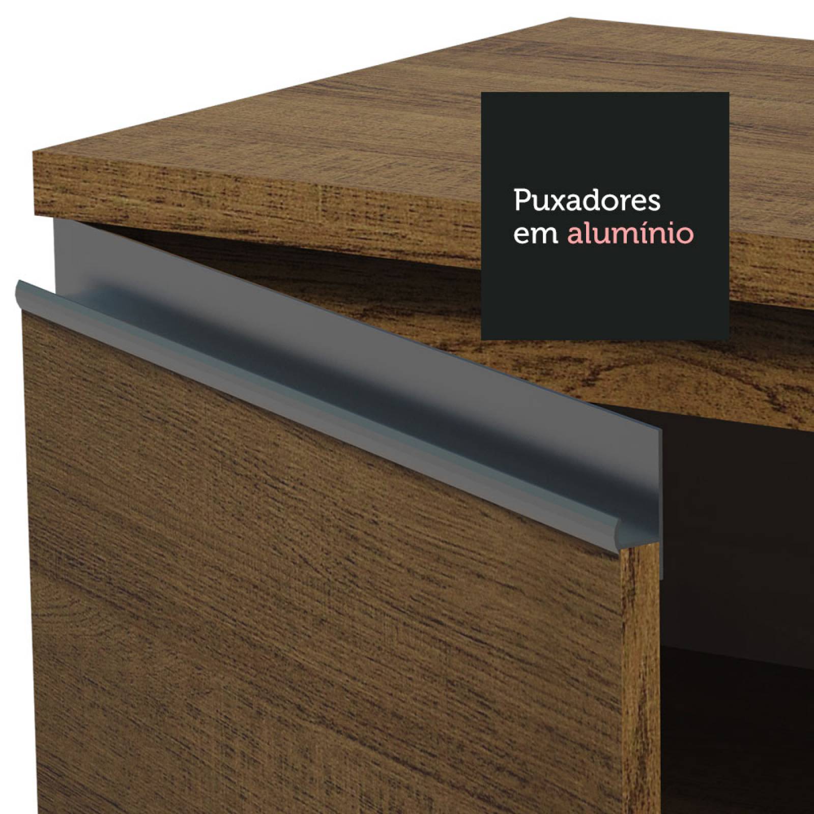 Kit con 2 Muebles de Cocina Madesa Glamy 4 Puertas y 3 Cajones Marrón