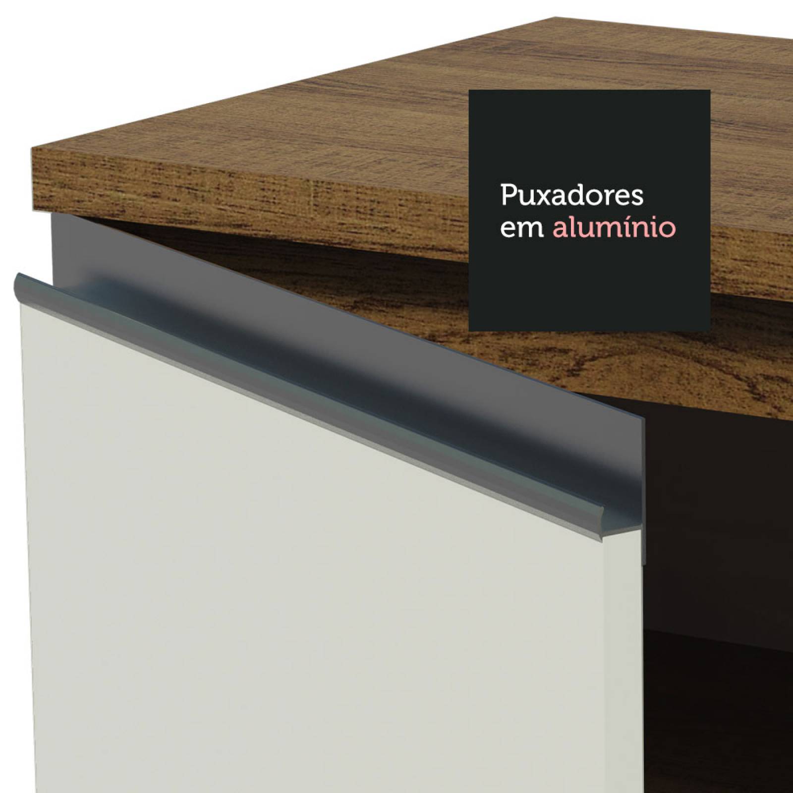 Kit con 2 Muebles de Cocina Madesa Glamy 4 Puertas y 3 Cajones Blanco/Marrón