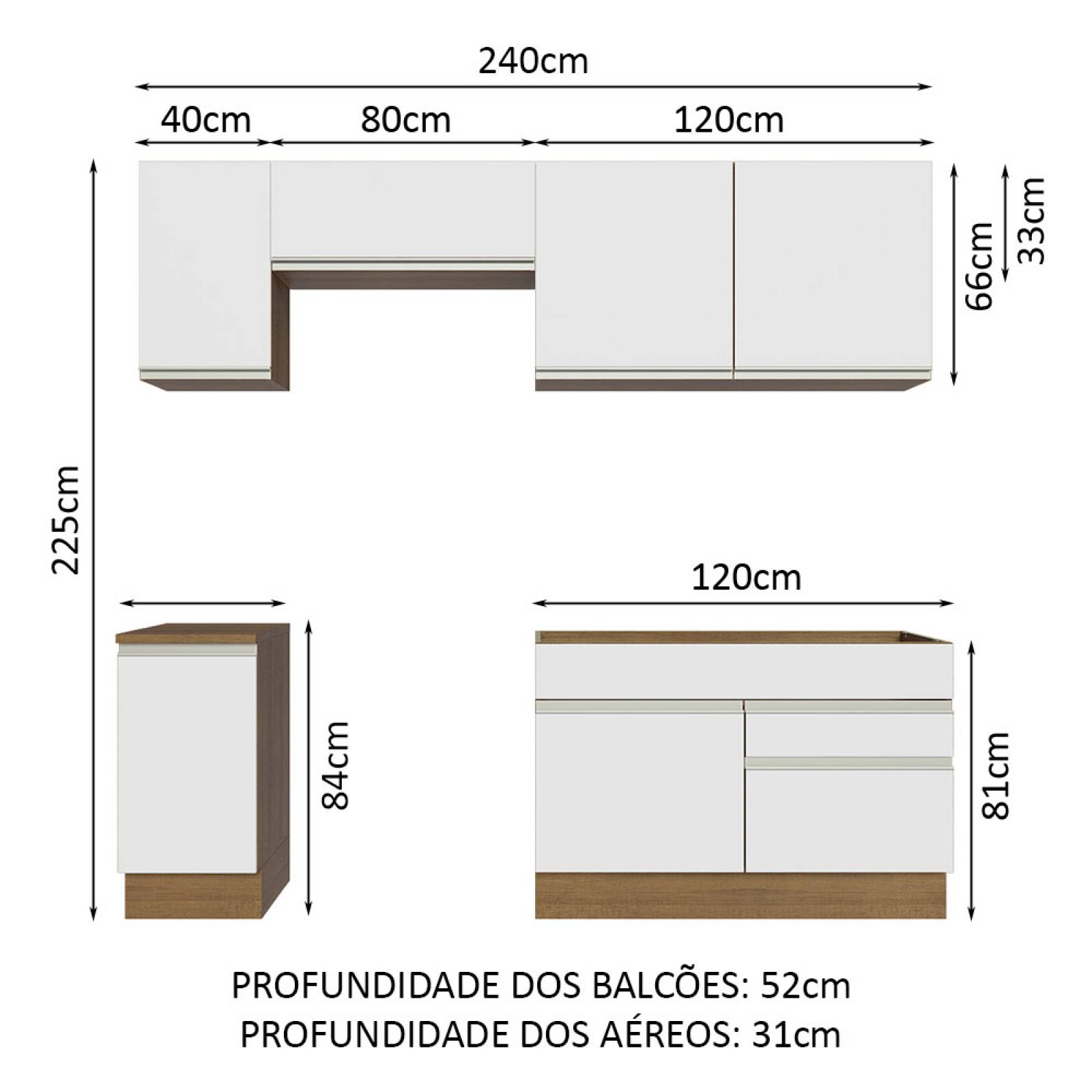Cocina Integral 240cm Glamy Madesa 07.