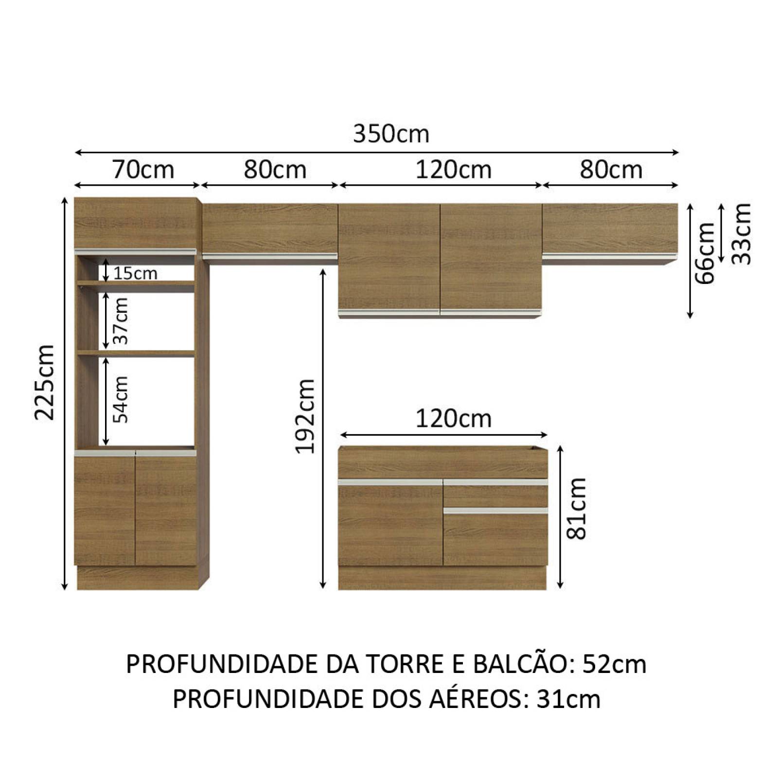 Cocina Integral 350cm Glamy Madesa 01.