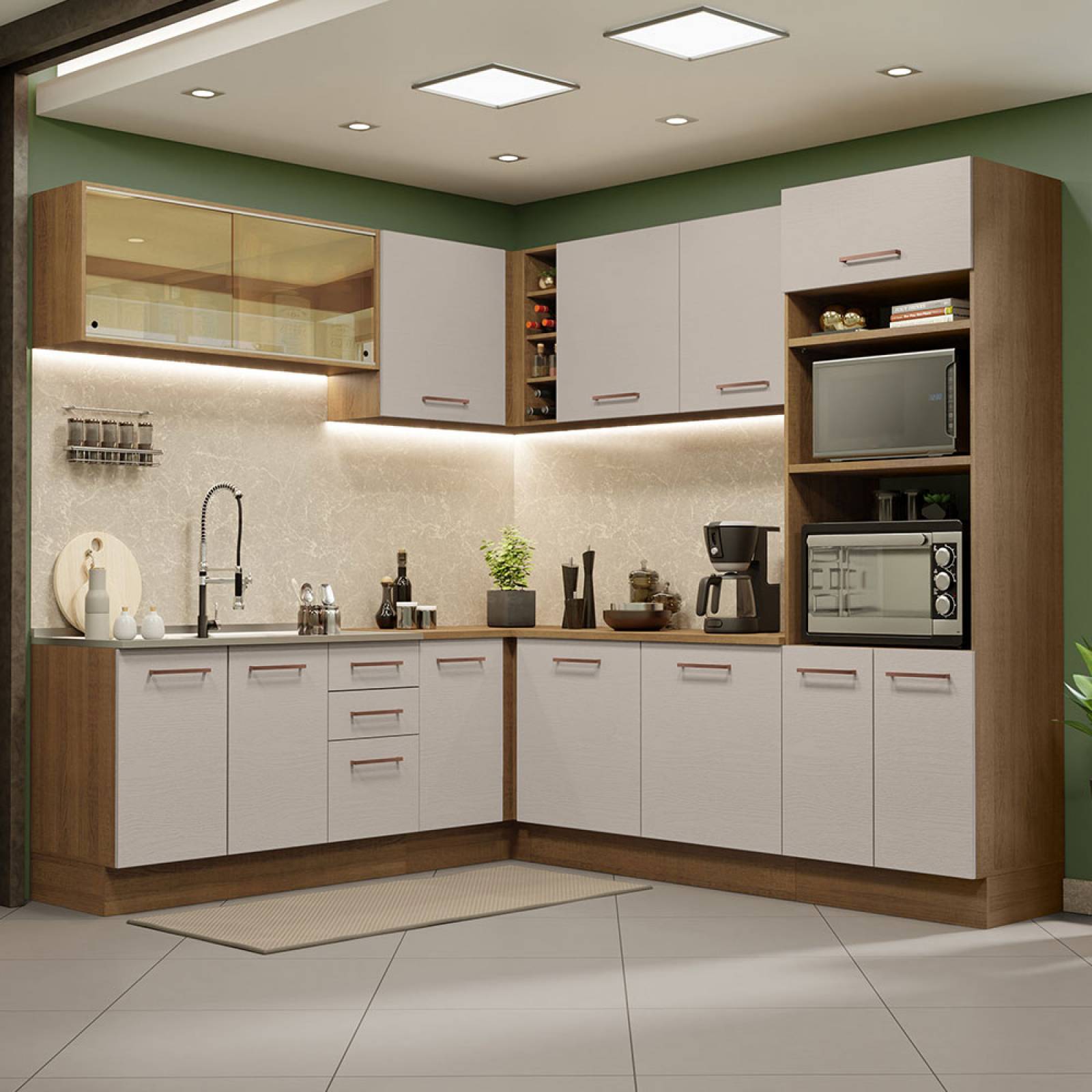 Cocina Integral de Esquina 459cm Agata Madesa 01 