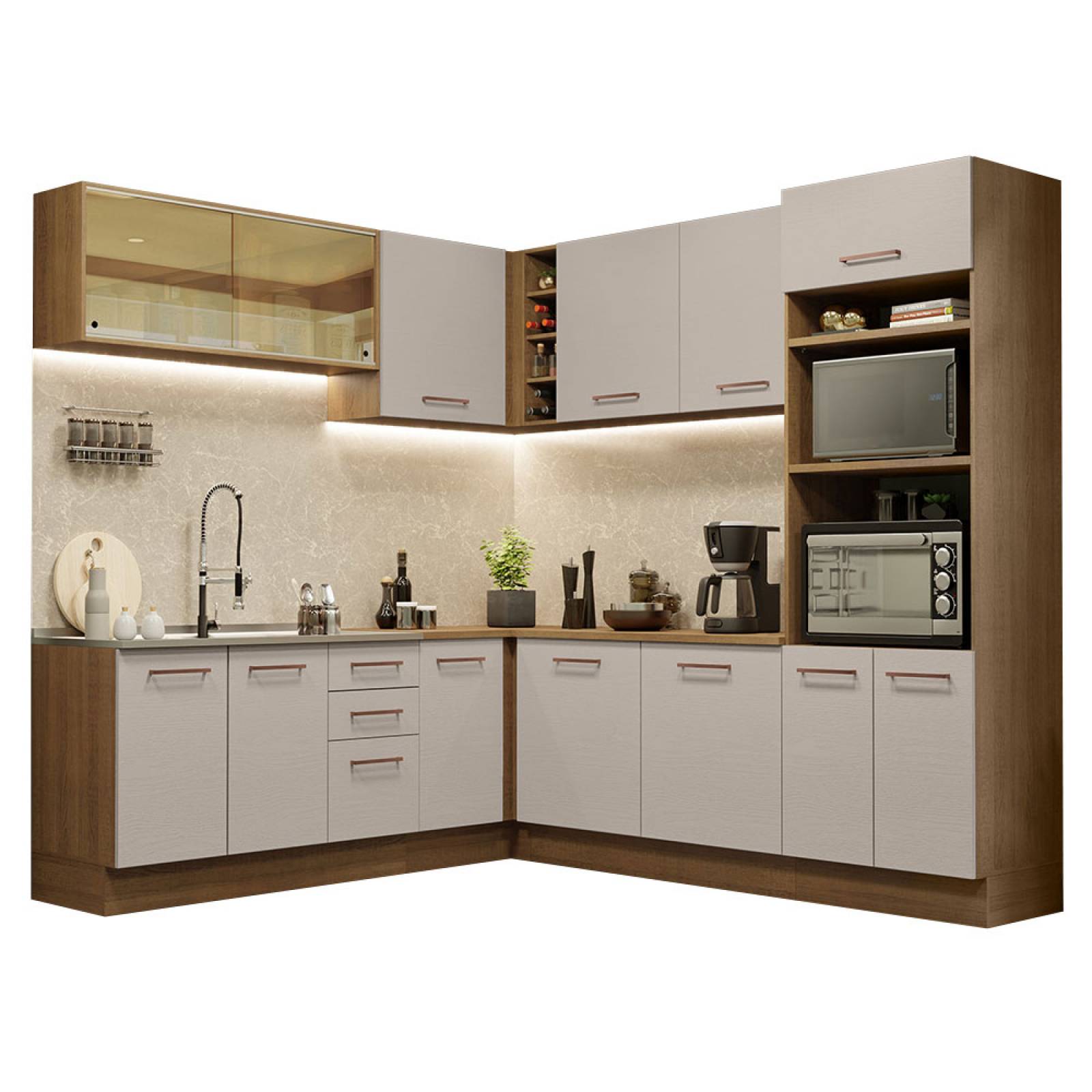 Cocina Integral de Esquina 459cm Agata Madesa 01 