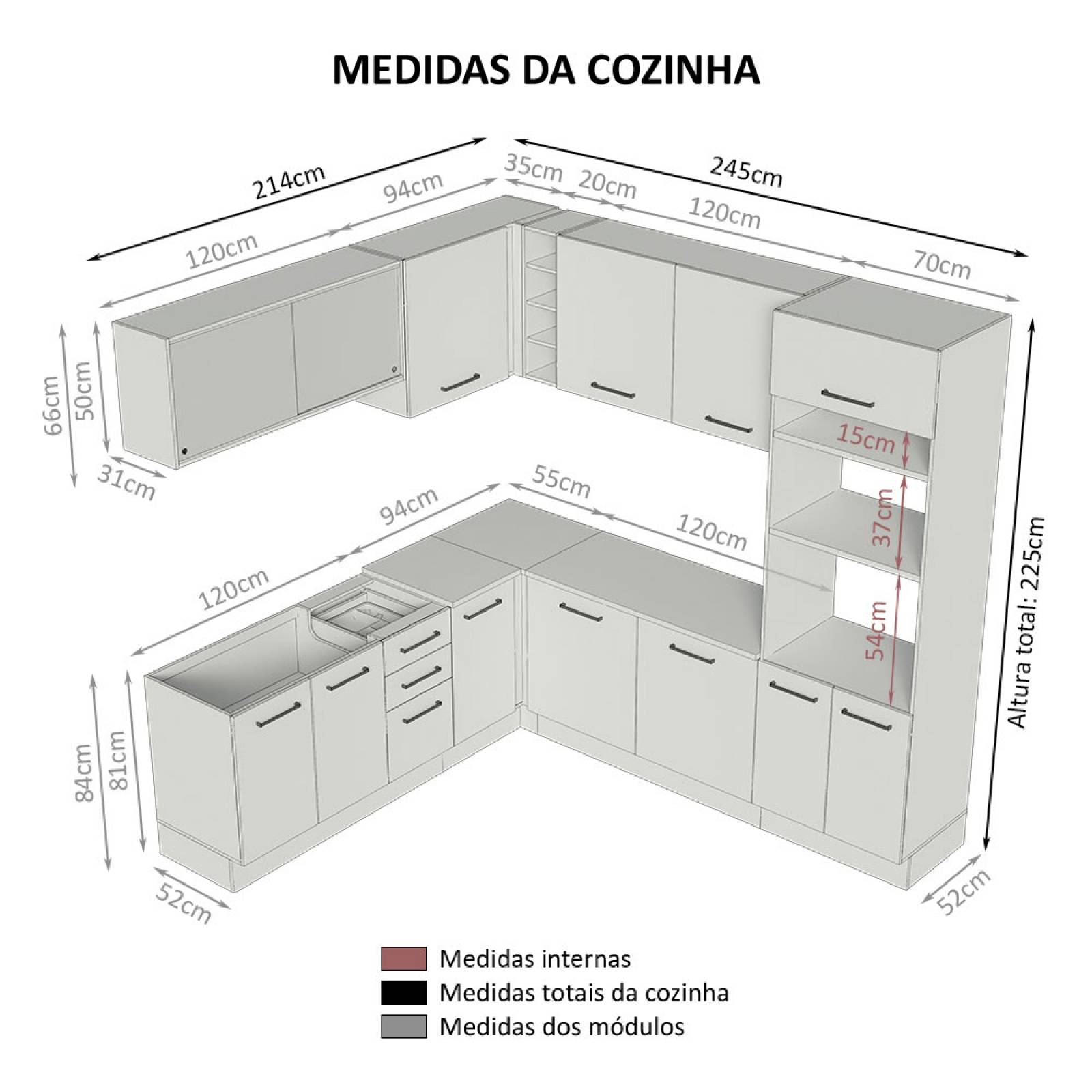 Cocina Integral de Esquina 459cm Agata Madesa 01 