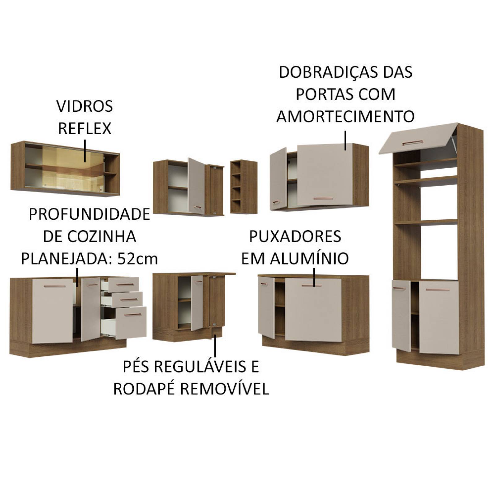 Cocina Integral de Esquina 459cm Agata Madesa 01 