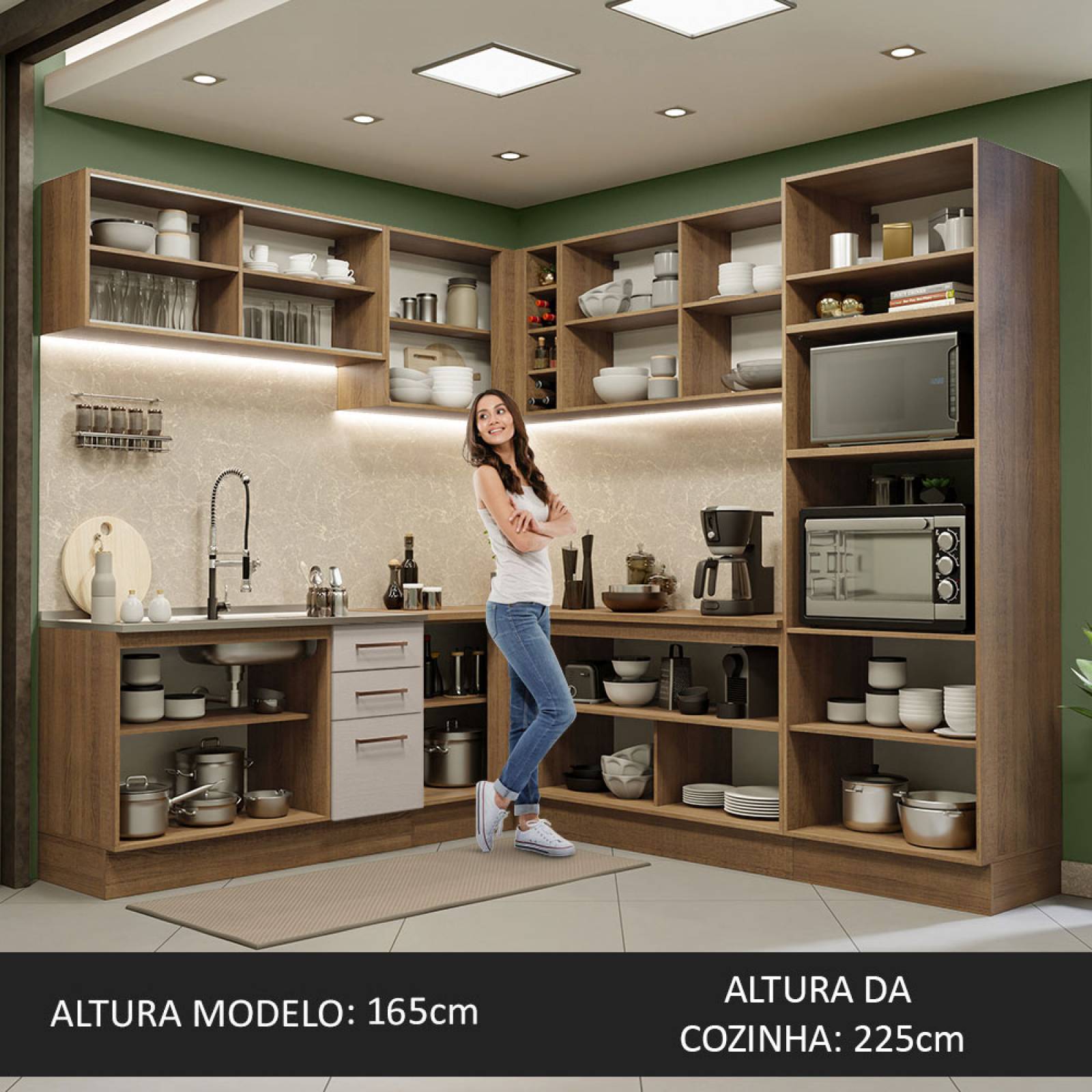 Cocina Integral de Esquina 459cm Agata Madesa 01 