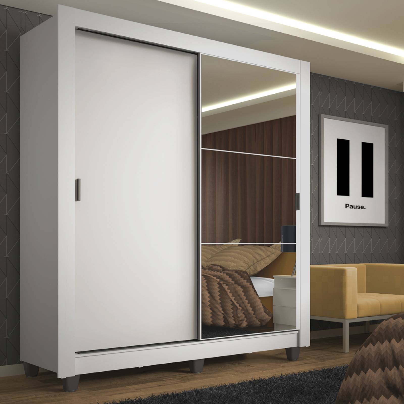 Ropero Madesa Denver 2 Puertas Corredizas con Espejo con Pies.