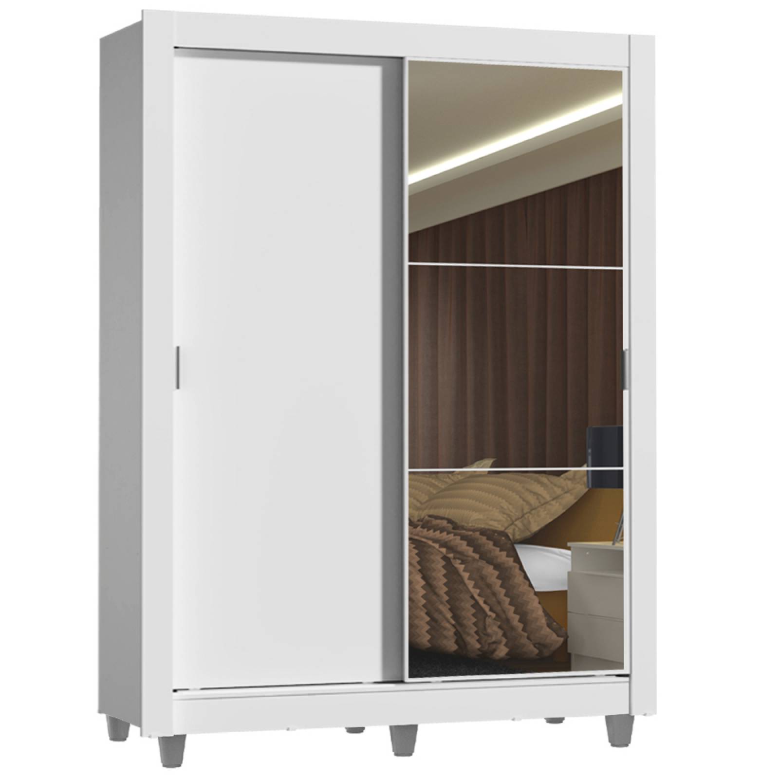 Ropero Madesa Denver 2 Puertas Corredizas con Espejo con Pies.