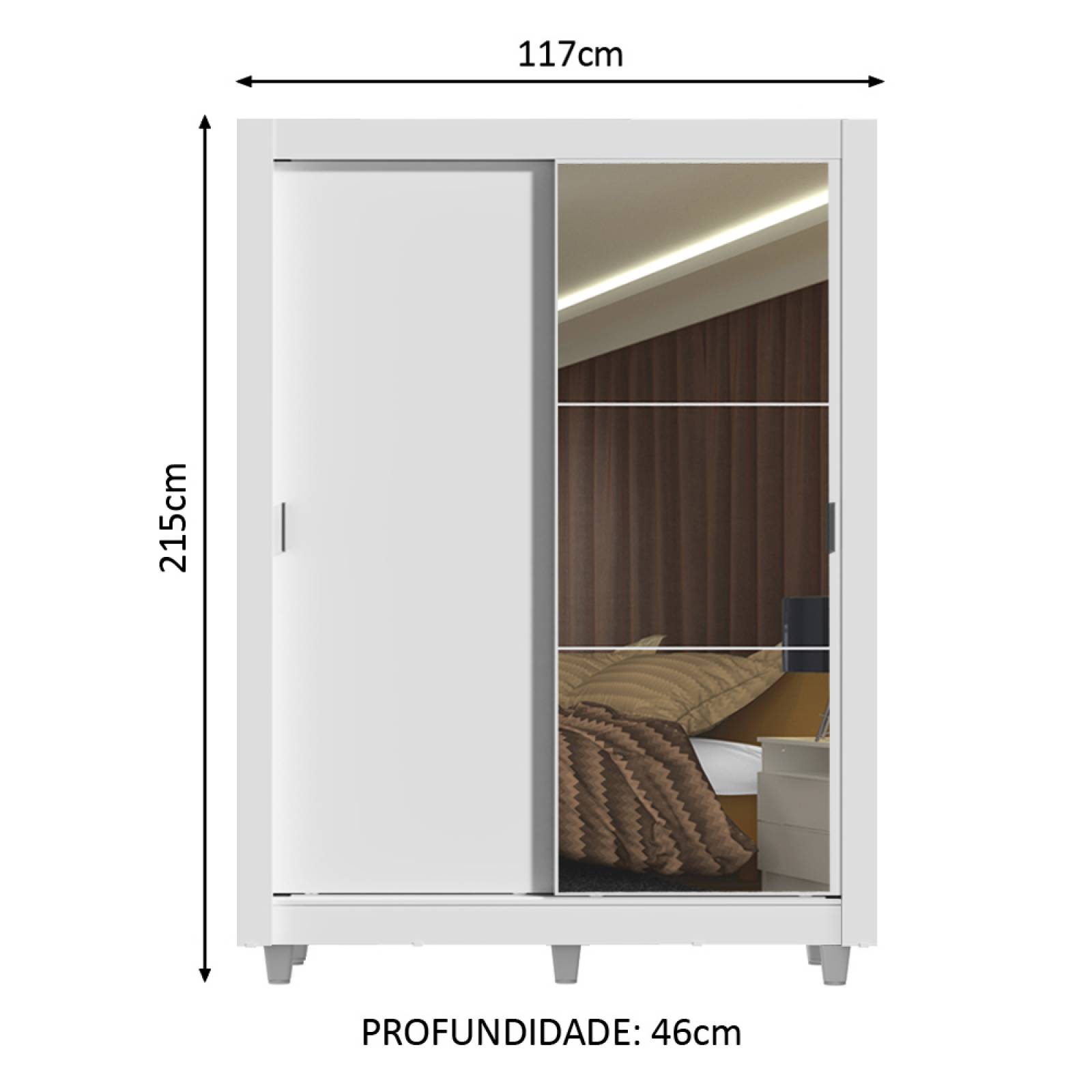 Ropero Madesa Denver 2 Puertas Corredizas con Espejo con Pies.