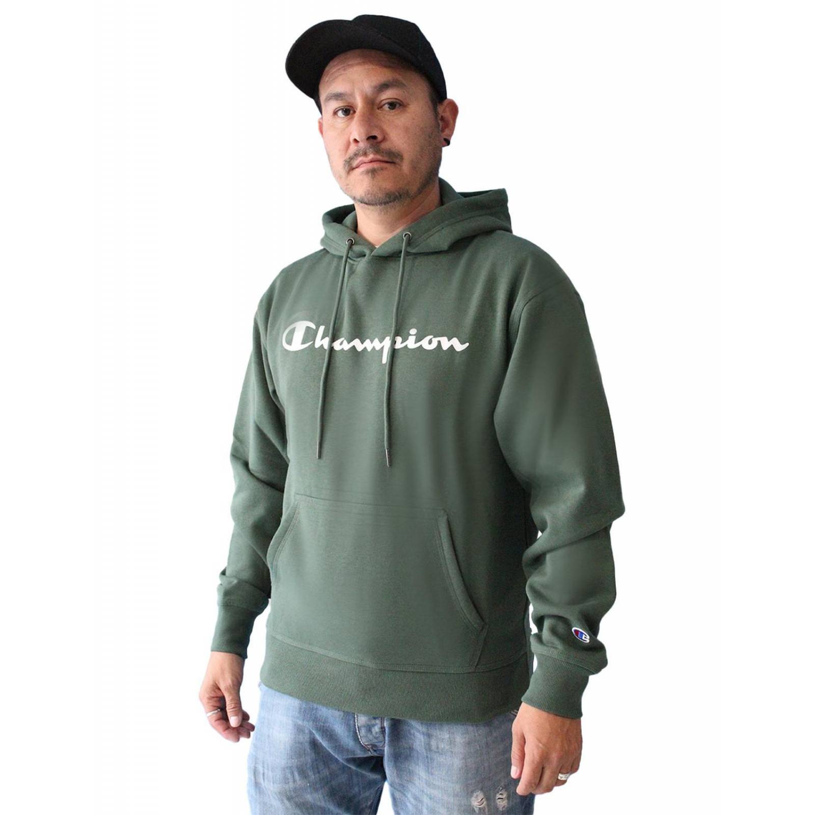 Sudadera Champion con Capucha Hombre Verde PSS24S20M7