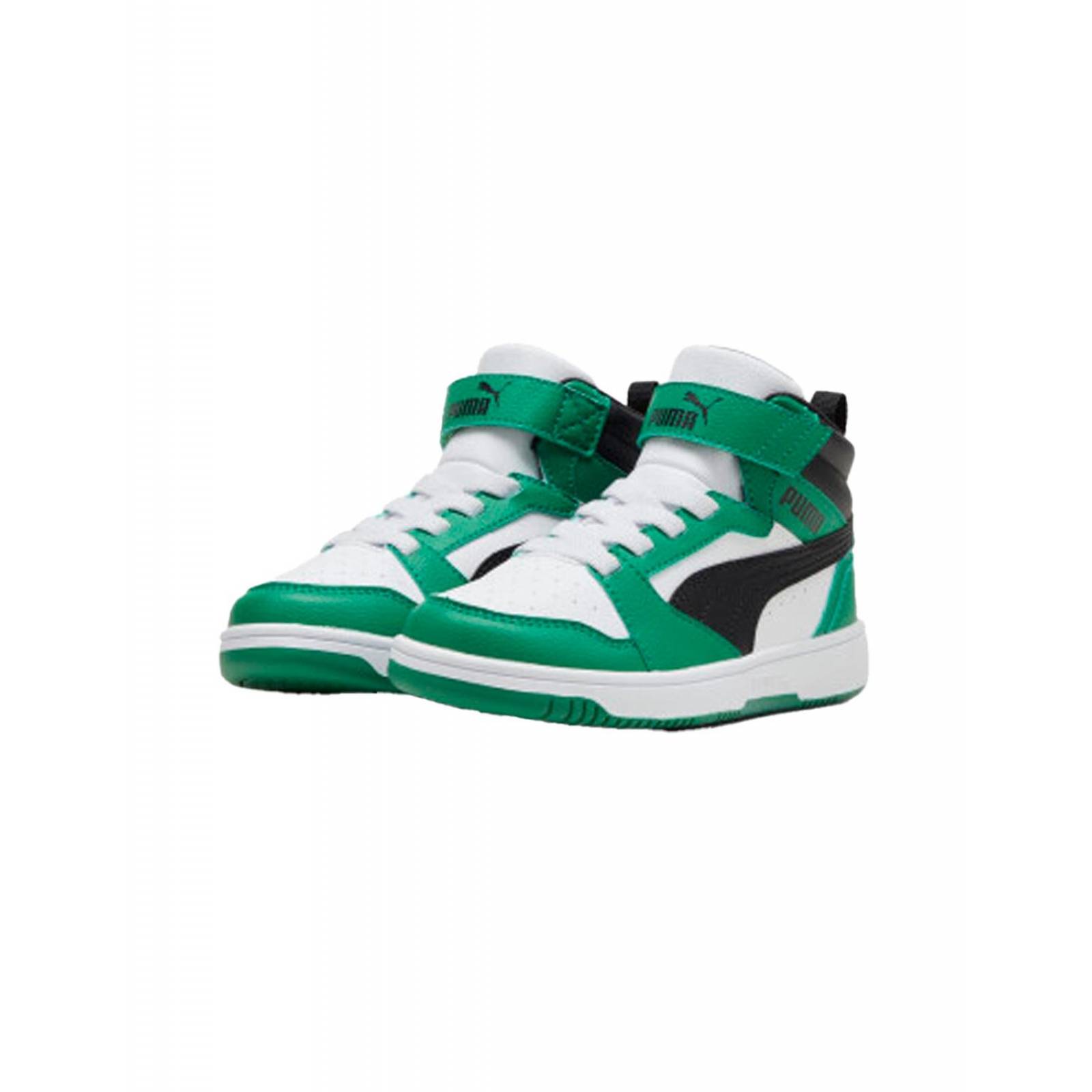 Tenis Puma Rebound V6 Mid Niño Verde 39383210 