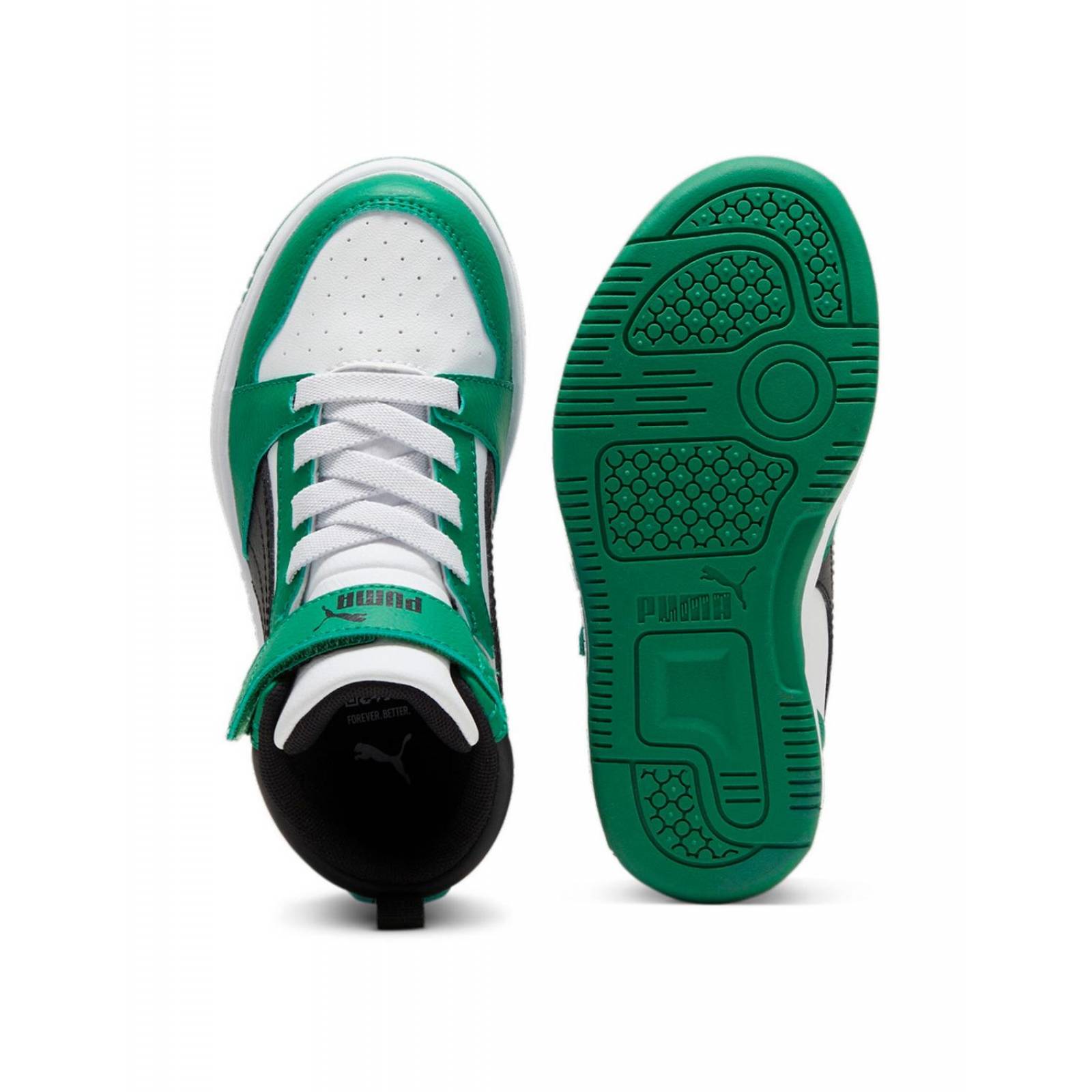 Tenis Puma Rebound V6 Mid Niño Verde 39383210 