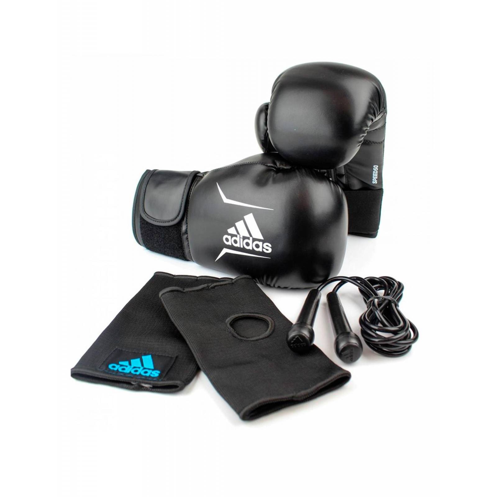 Kit de Boxeo Adidas 12 Oz. (guantes guanteleta y cuerda) BPKITSMU12 
