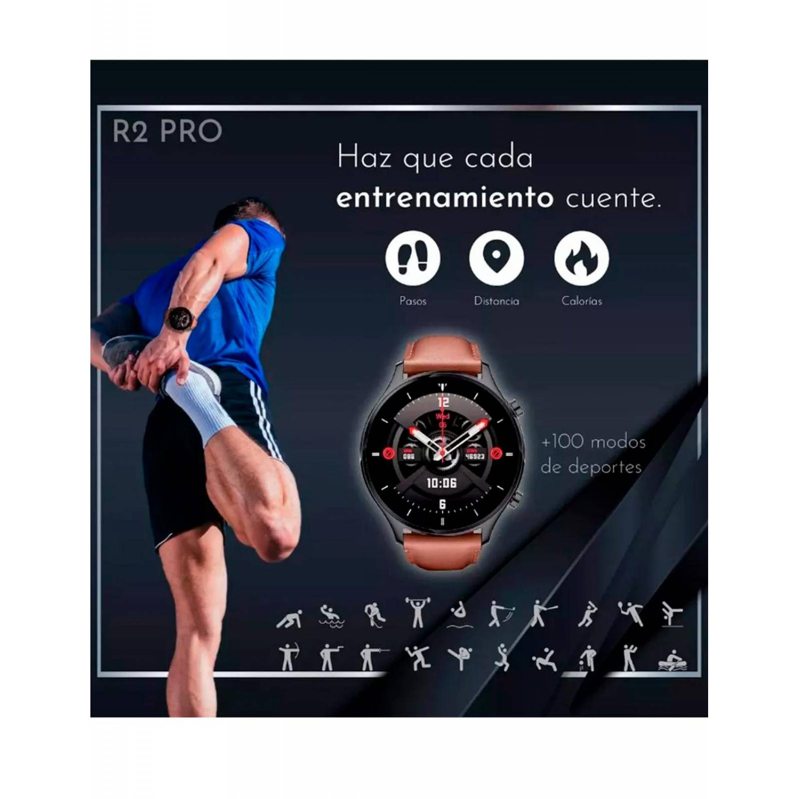 Reloj Smartwatch G-Tide Contra Agua Android Iphone R2 Pro Café
