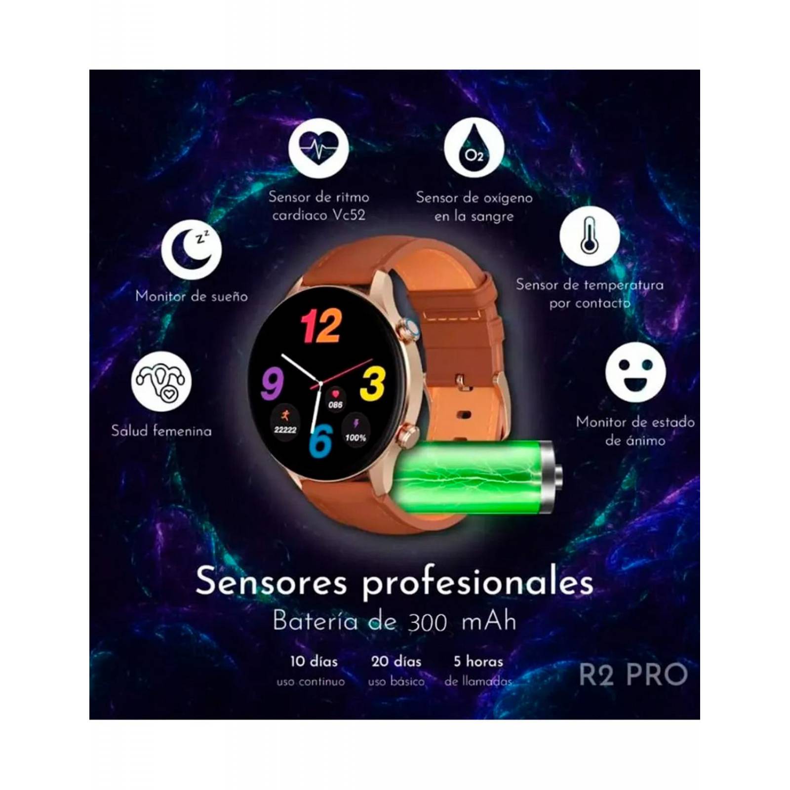 Reloj Smartwatch G-Tide Contra Agua Android Iphone R2 Pro Café