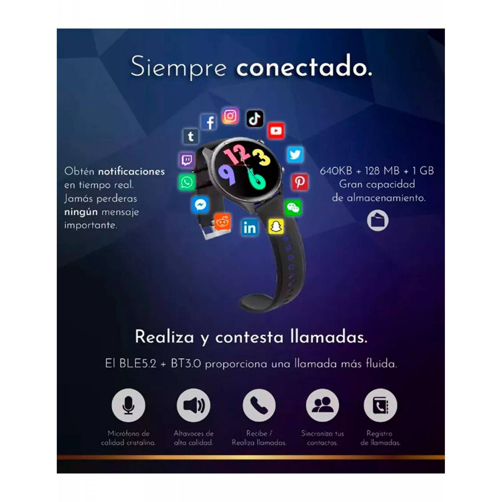 Reloj Smartwatch G-Tide Contra Agua Android Iphone R2 Pro Negro