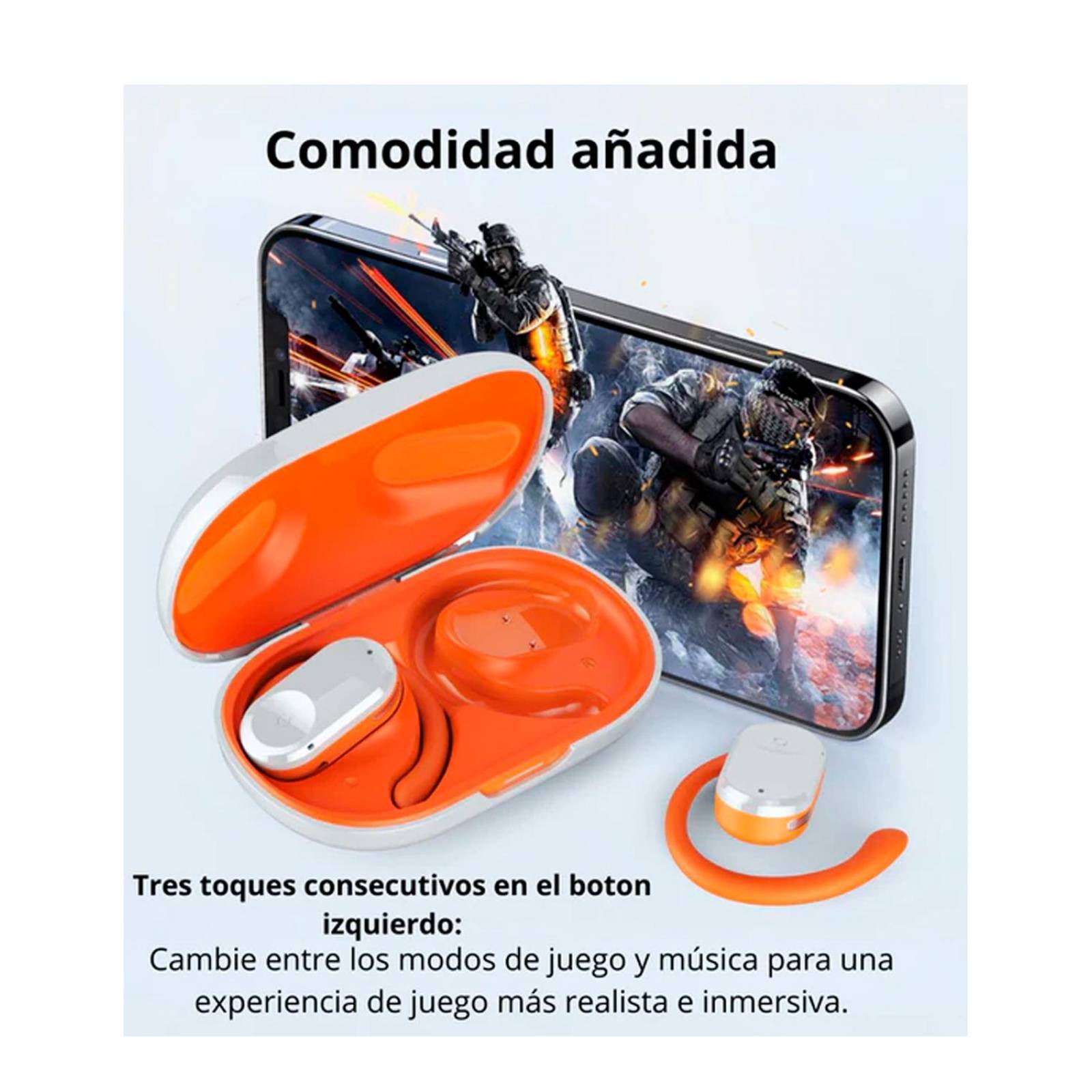 Audifonos Inalambricos G-Tide Android y Iphone Plata OWS01 